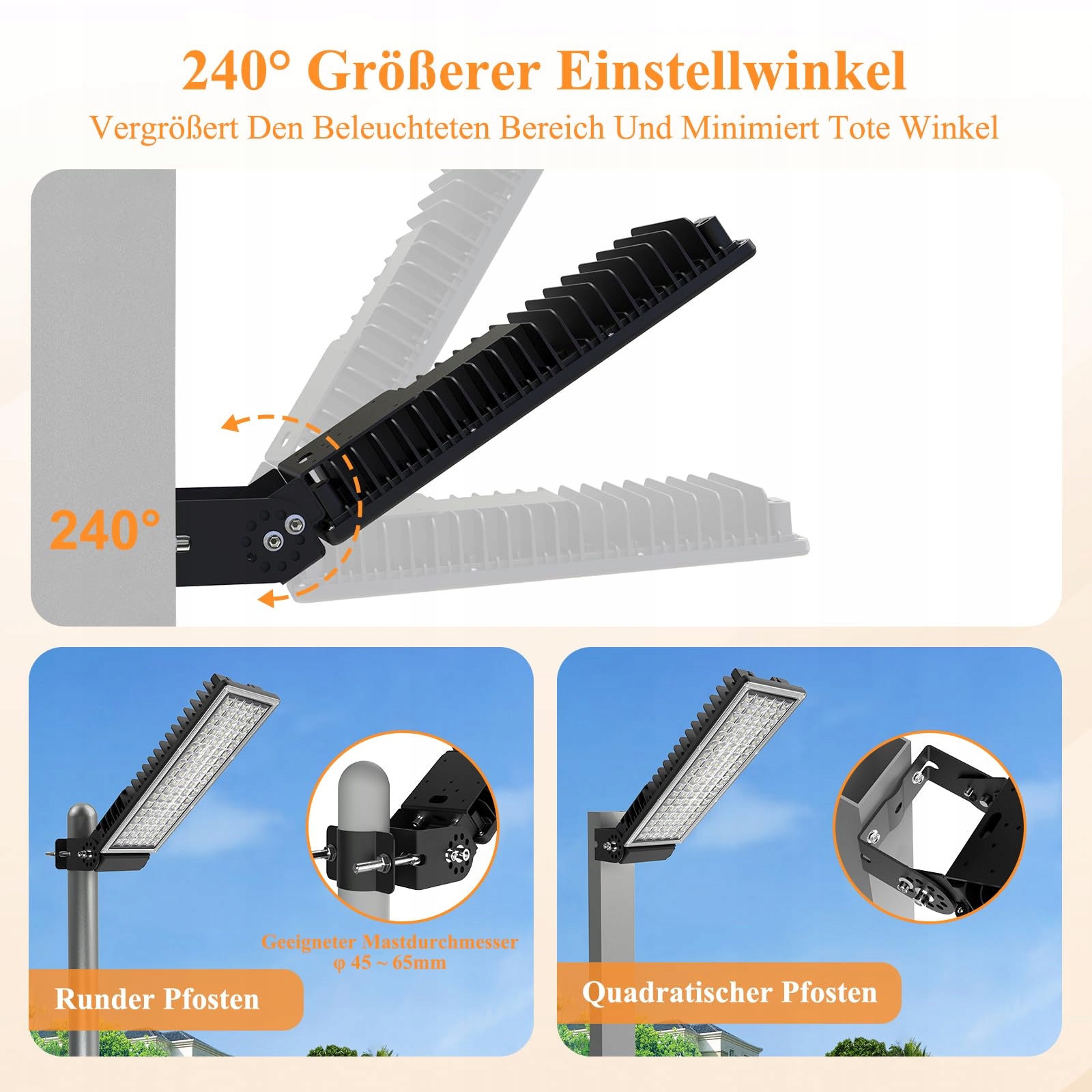 Lampa Uliczna LED 100W 14000lm IP67 6500K Wodoodporna Mocna SUFUYA — miniatura 4