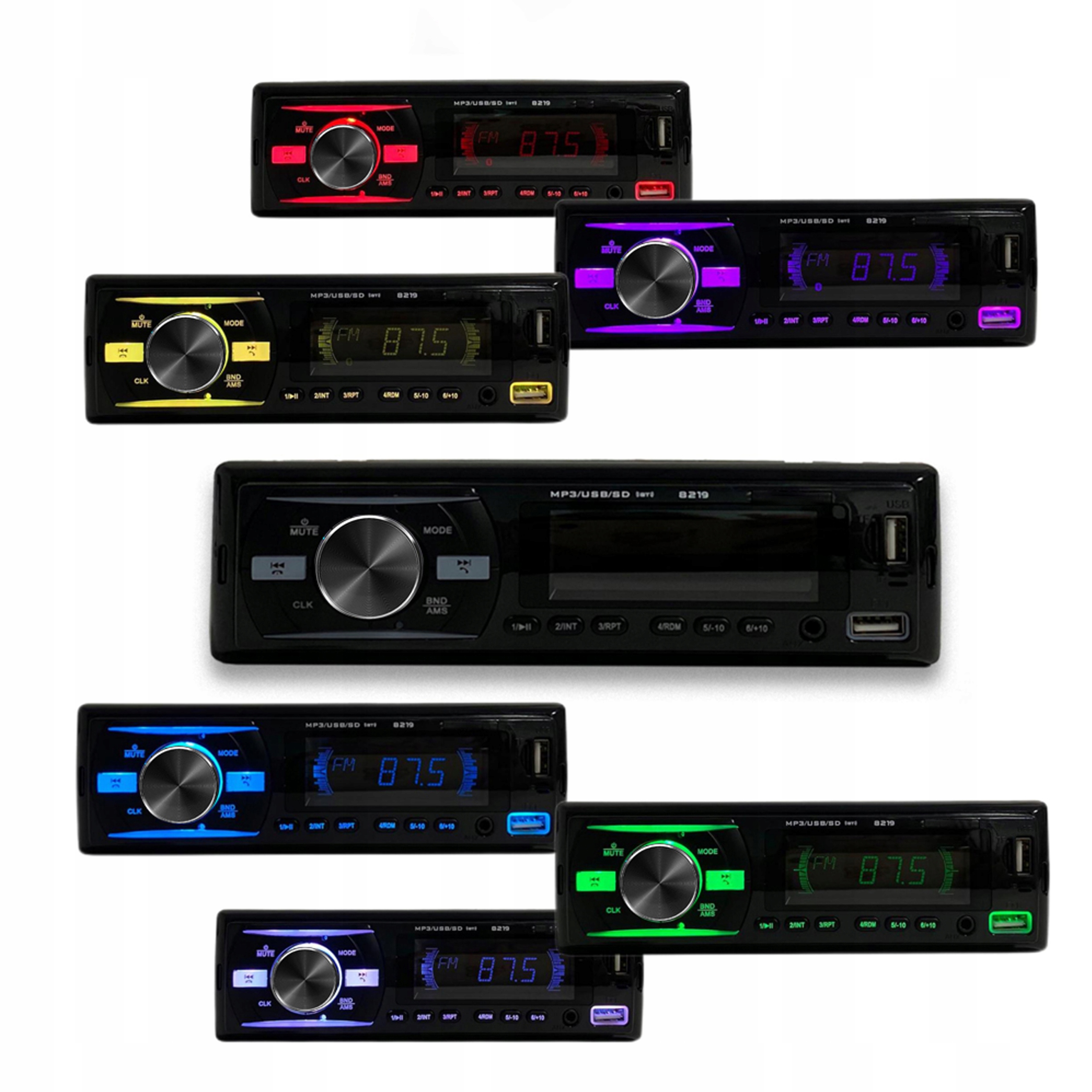 RADIO SAMOCHODOWE BLUETOOTH USB MP3 AUX KOLORY Złącza AUX RCA Sub-out (subwoofer) USB