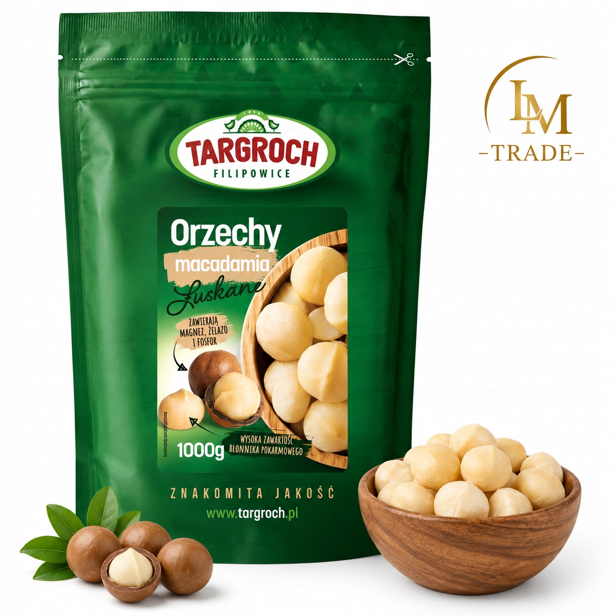 Targroch Orzechy Makadamia Łuskane 1kg Naturalne Zdrowa Przekąska