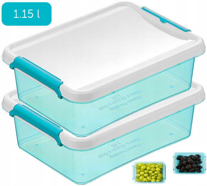 

2 x Pojemnik Na Żywność Z Pokrywką Pudełko 1,15 l