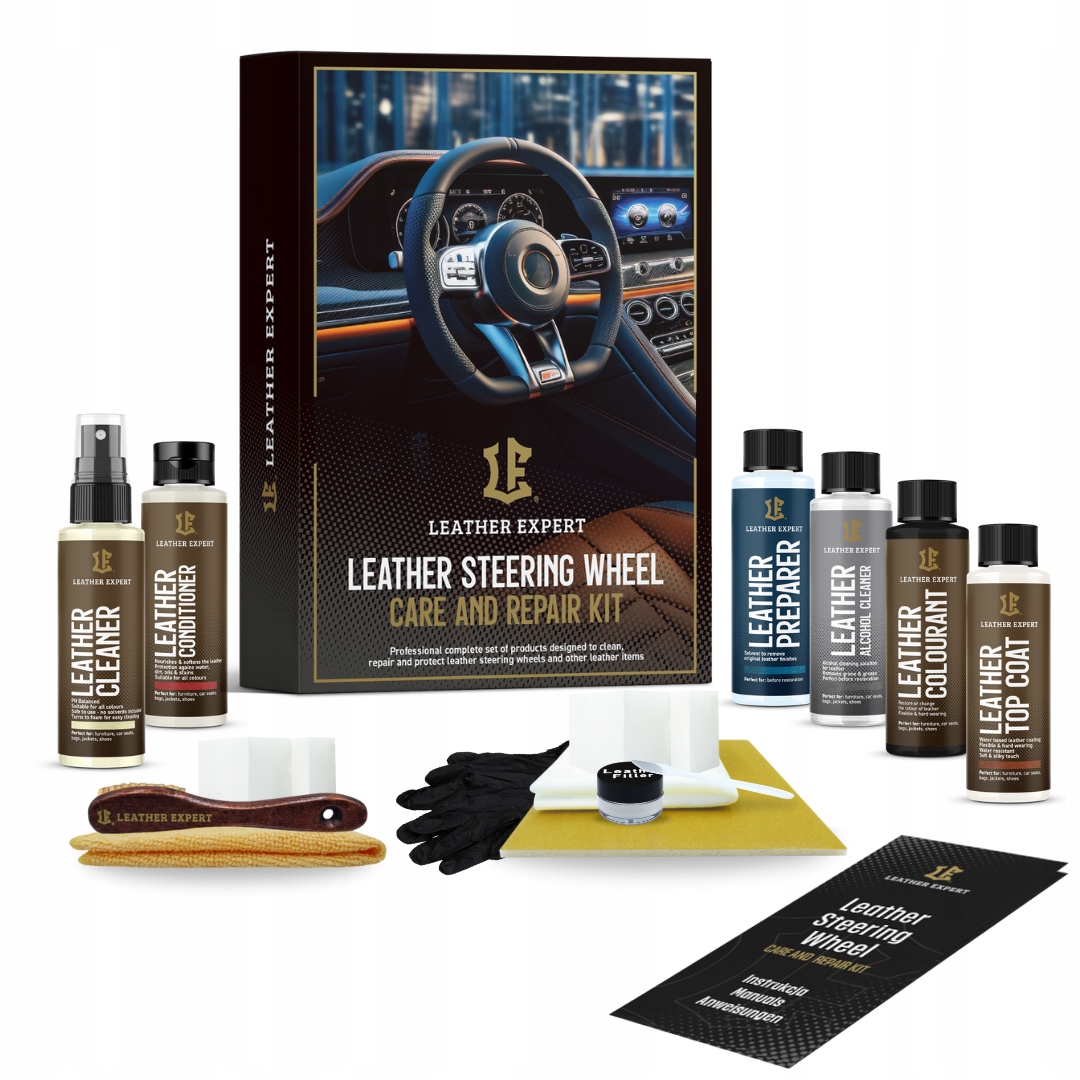 Leather Expert Steering Wheel Care and Repair Kit Black