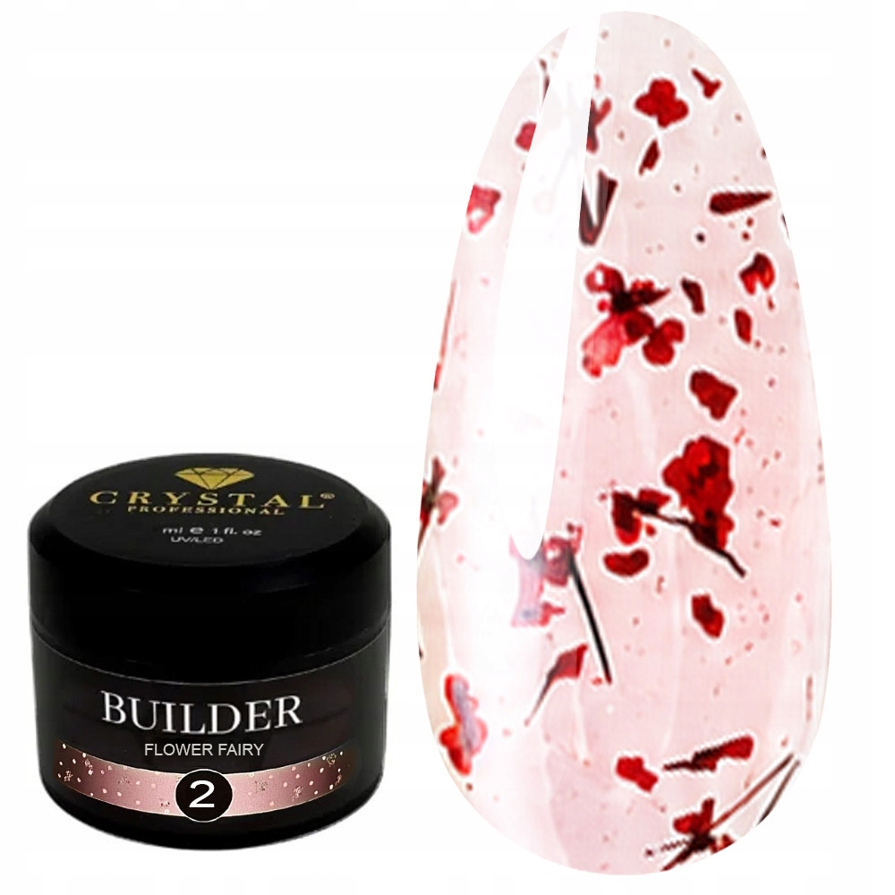 Stavební gel Crystal Builder Gel Flower Fairy 2 30 ml s červenými květy