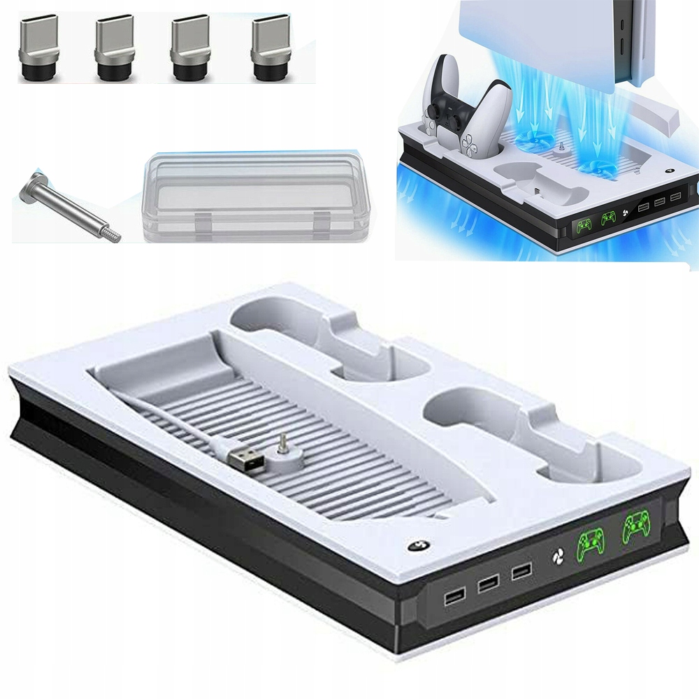 Stacja Ładująca PS5 Podstawka Led Ładowarka Do Padów Stojak Moda