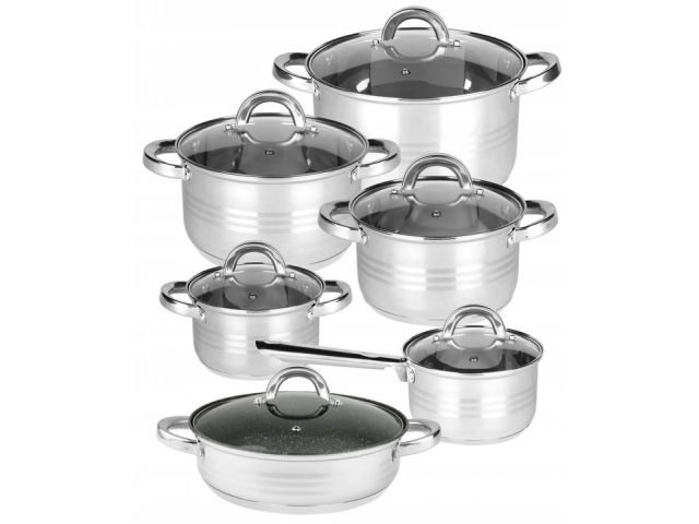 Zestaw garnków Hoffner ze stali nierdzewnej 12 elementów HF-4362 indukcja
