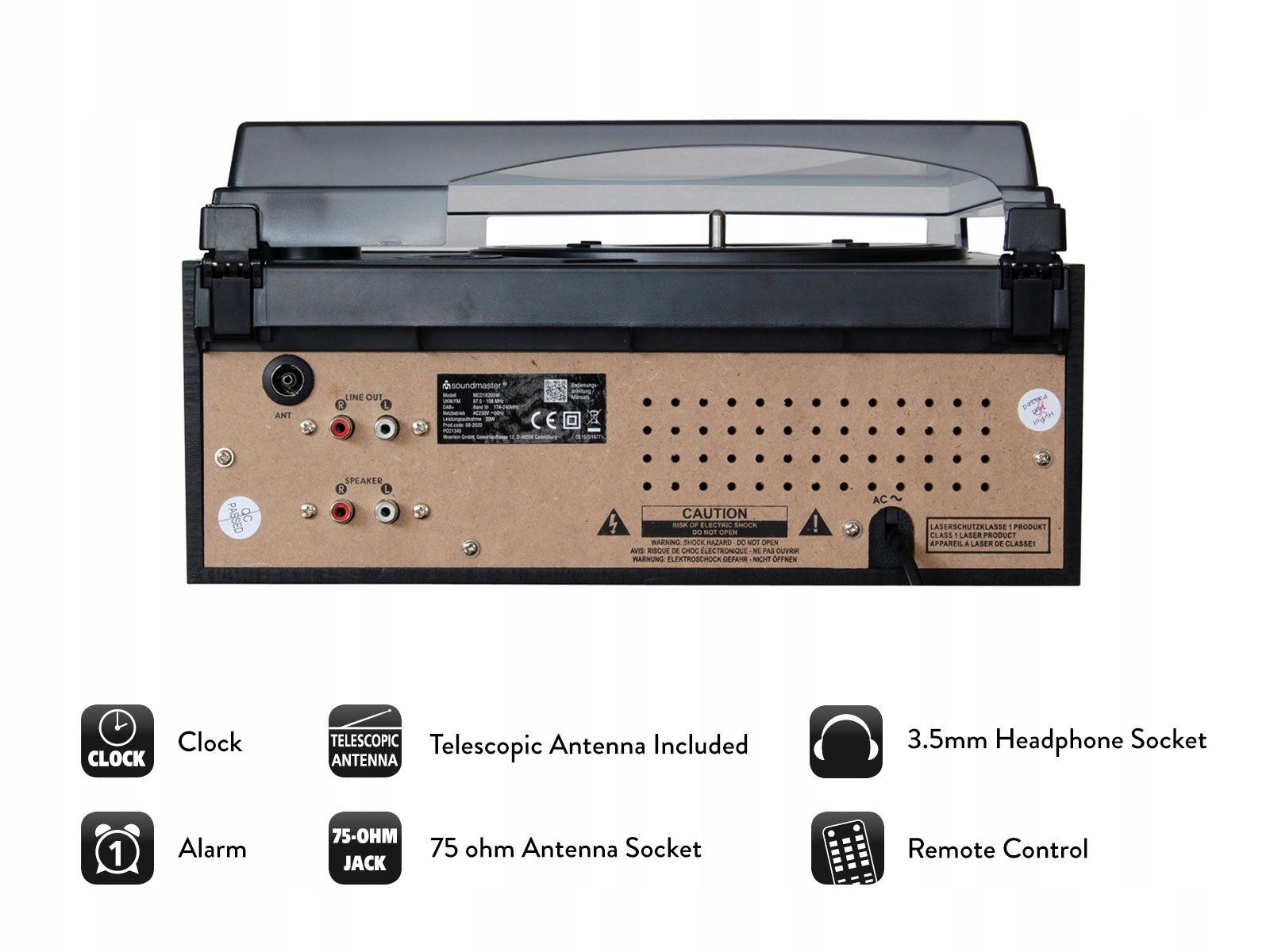 Soundmaster MCD1820 Gramofon CD/MP3 FM DAB+ USB Marka Soundmaster