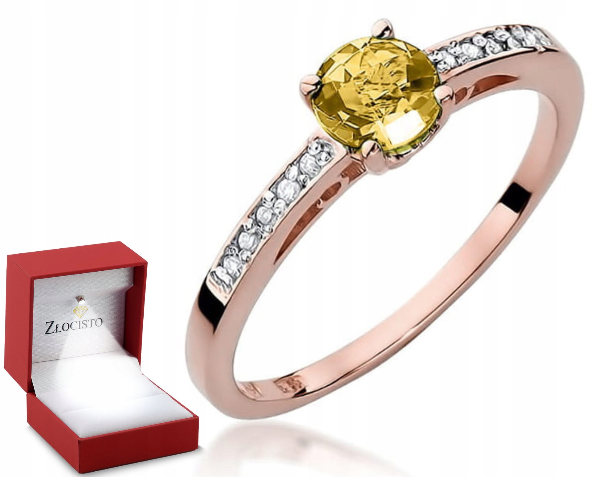 Růžové Zlato Prstýnek S Citronovým Briliantem Gravírování