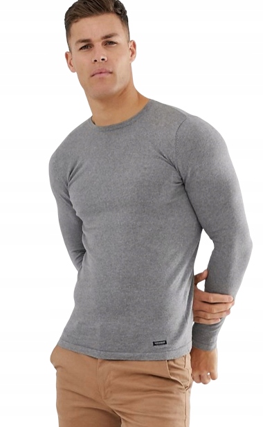 

231A* Threadbare Sweter Męski Szary Klasyczny L
