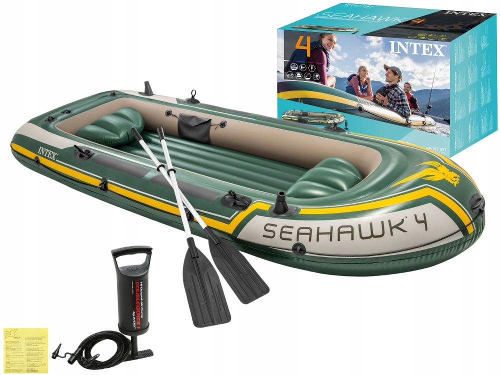 Duży Ponton Wędkarski Seahawk 4 osobowy Pompka + Wiosła Intex 68351