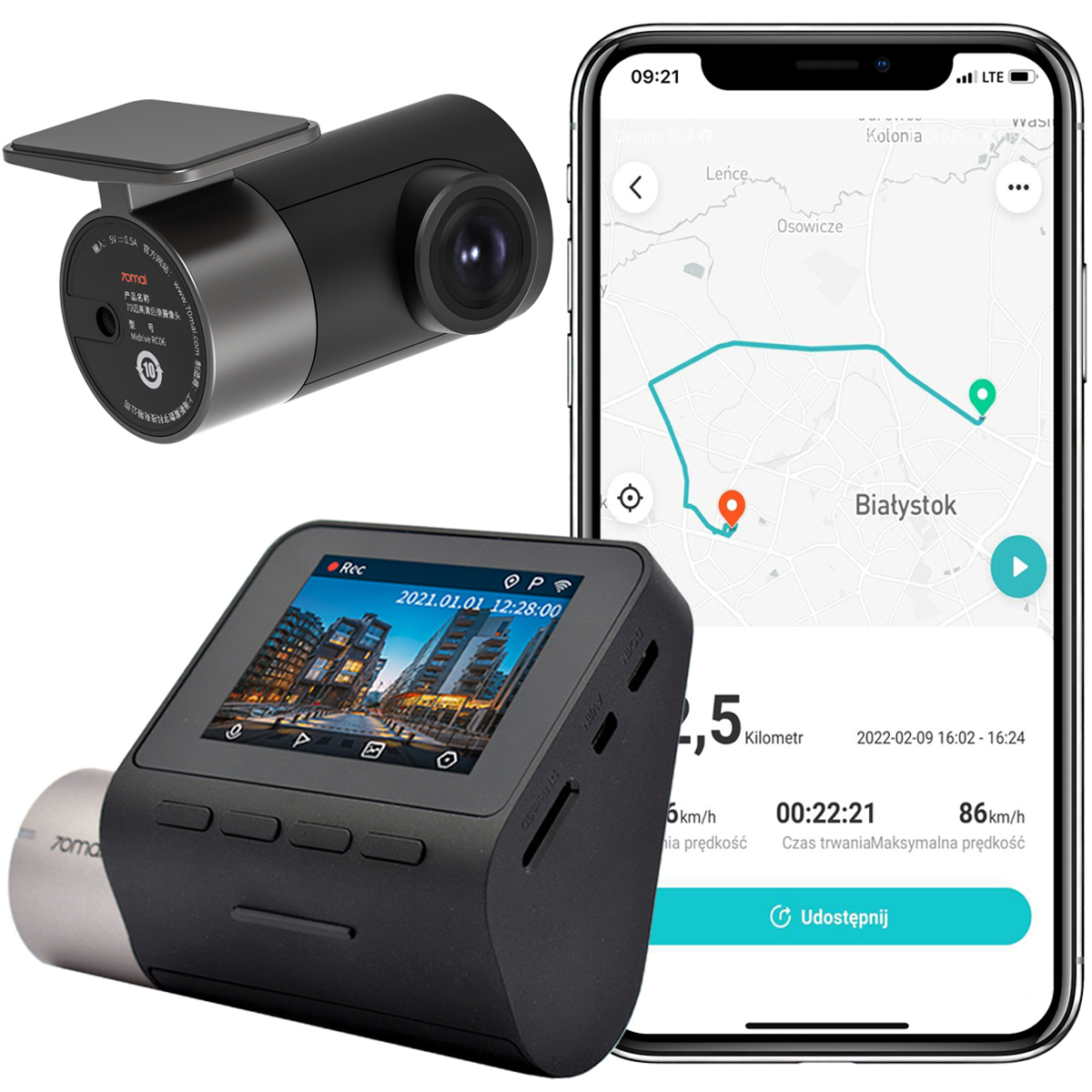 

Wideorejestrator Jazdy 70mai Kamerka a500s tylna