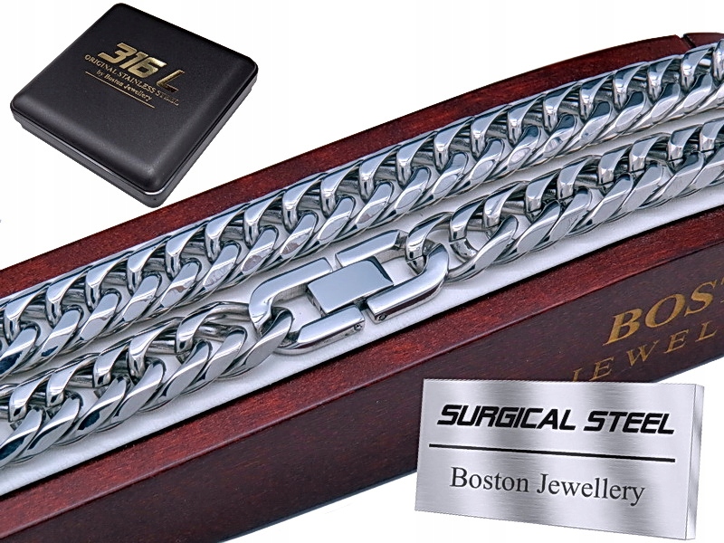 Silný Stříbrný Řetízek Řetízek Pánský Na Krk Ocel 316L 9 MM