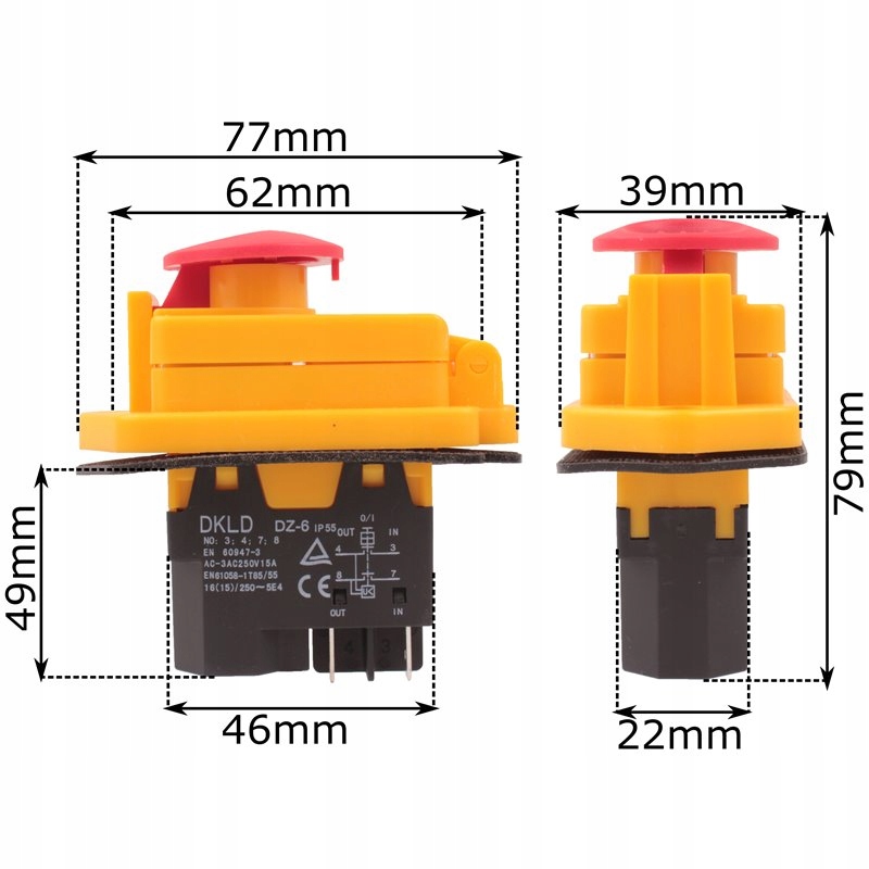 Wyłącznik wyłącznik wiertarki stołowej 4 Piny DKLD piły stołowej betoniarki Rodzaj włącznik