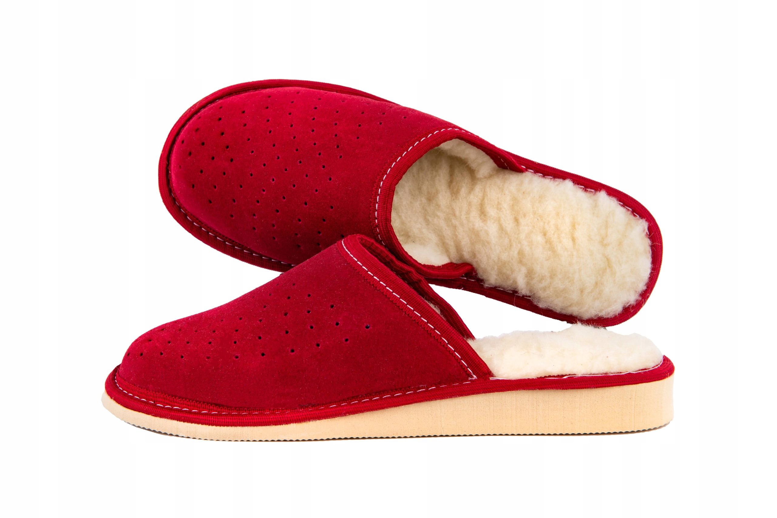 

Ciepłe kapcie damskie, ocieplane pantofle skórzane