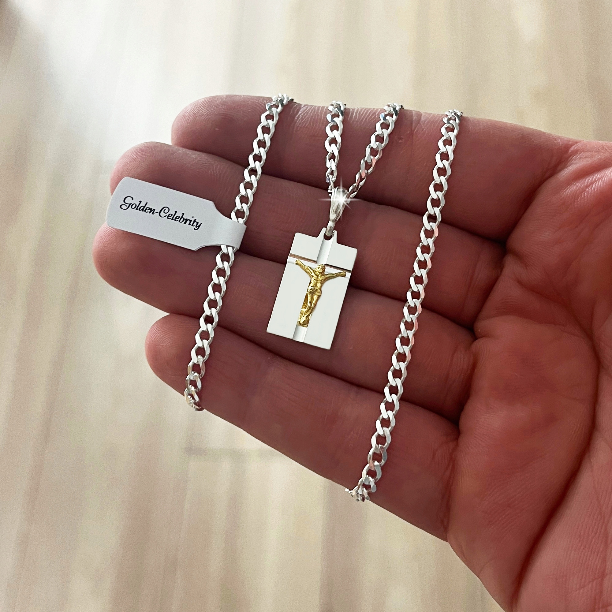 SREBRNY ŁAŃCUSZEK KOMUNIJNY NASZYJNIK + MEDALIK PR. 925 + GRAWER KOMUNIA Stan opakowania oryginalne