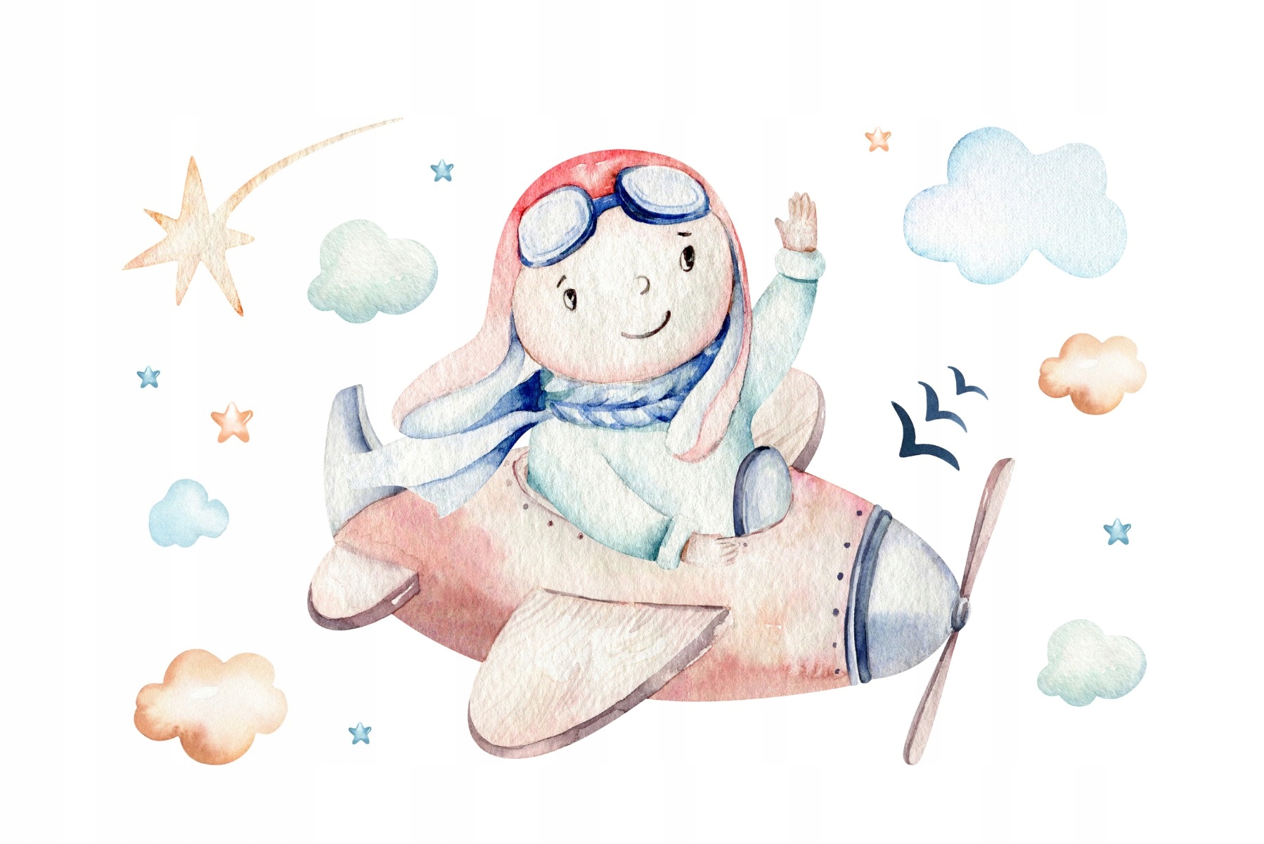 Módní dětská fototapeta Letadlo obláčky 450x300