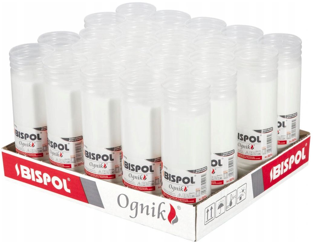 Parafínové vložky do hřbitovních svíček Bispol Oheň 4 dny 96 h 17,5 cm 24 ks