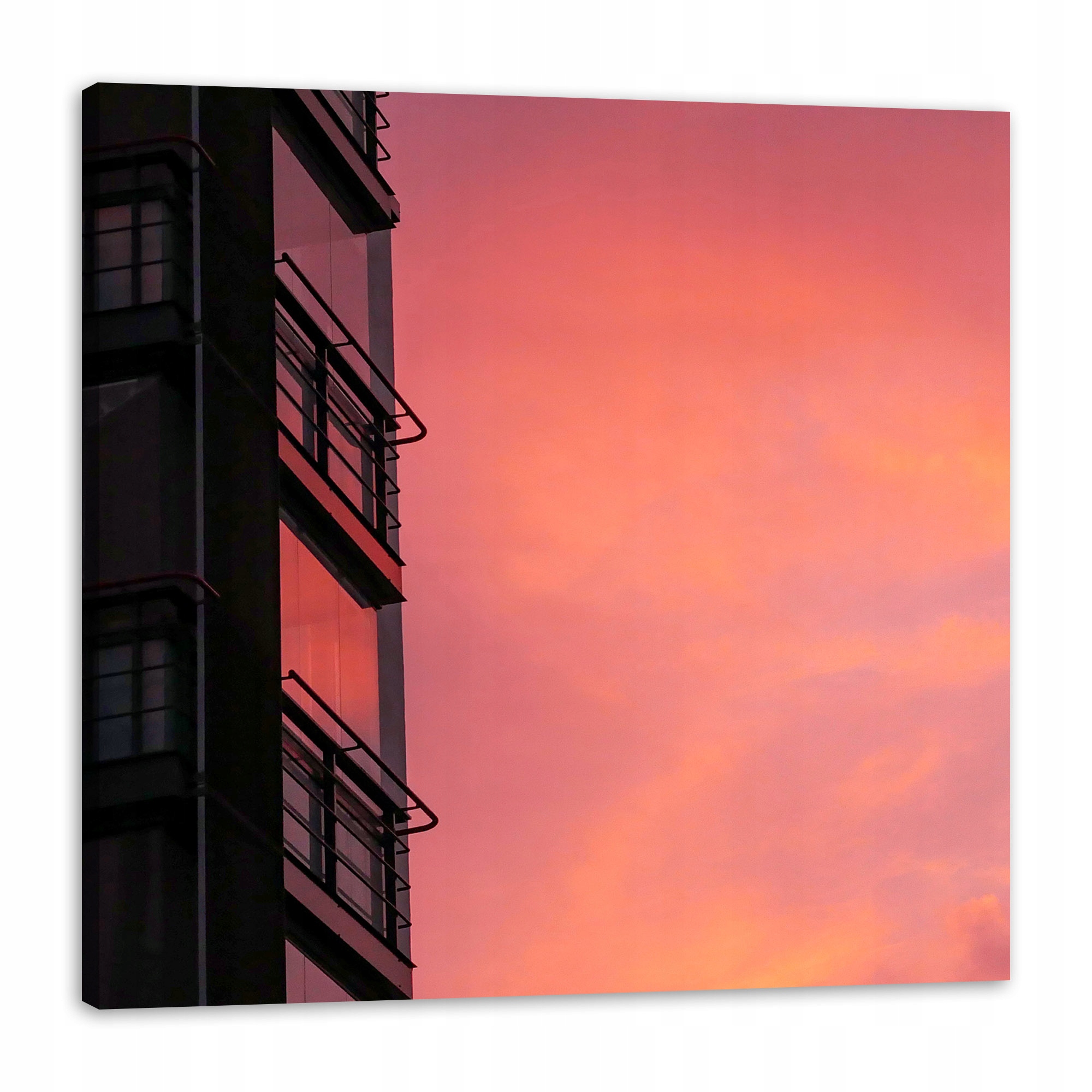 Obraz na plátně Růžové nebe Západ slunce Budova 80x80