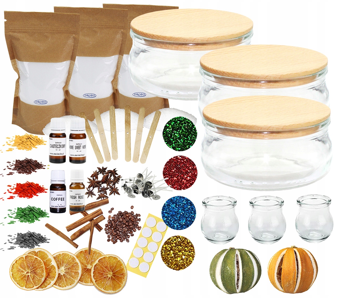 Sada na výrobu svíček, elegantní sklo 210 ml celé pomeranče