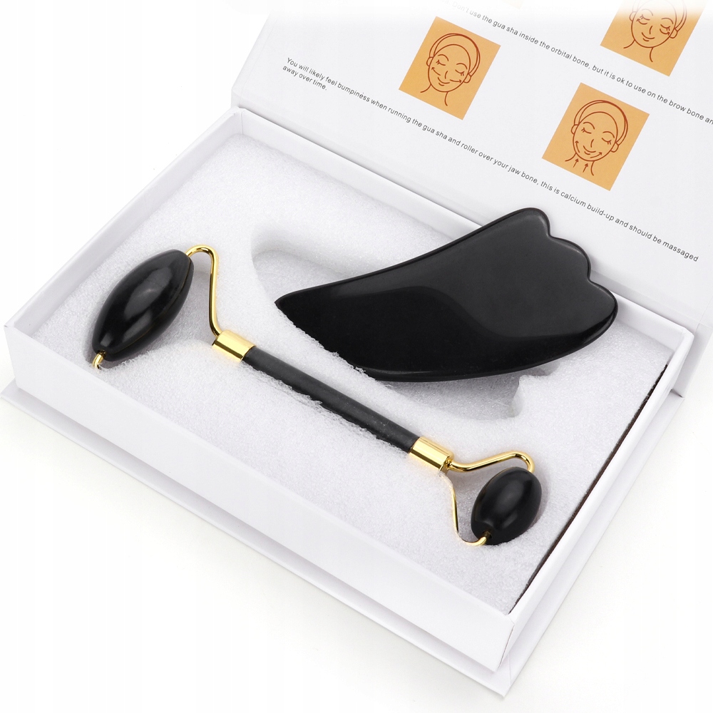 WAŁEK I PŁYTKA Z JADEITU DO MASAŻU TWARZY PUDEŁKO Marka inna marka