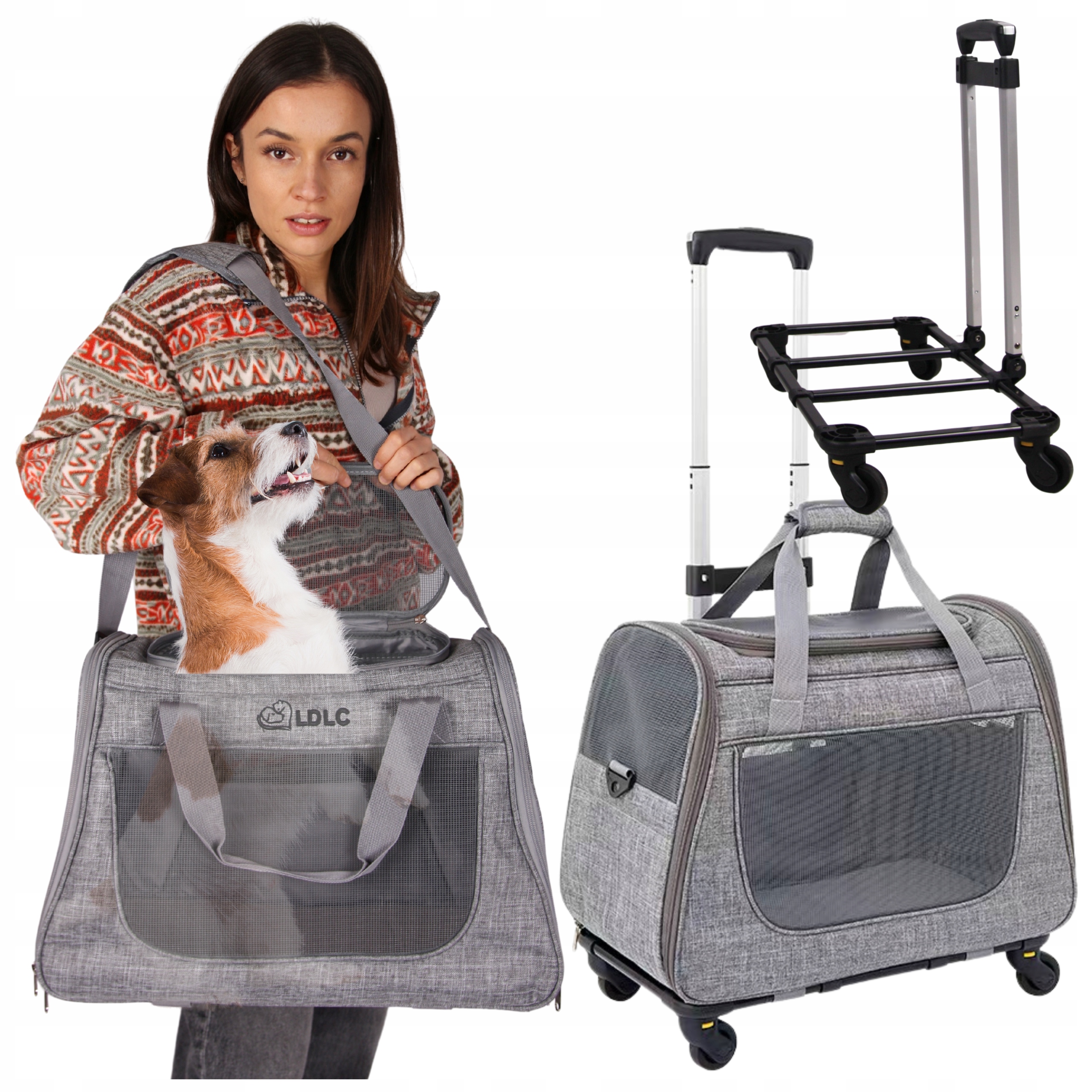 Levně Přepravní Taška Vozík Na Kolečkách Pro Psa Kočky Zvířata Přepravka