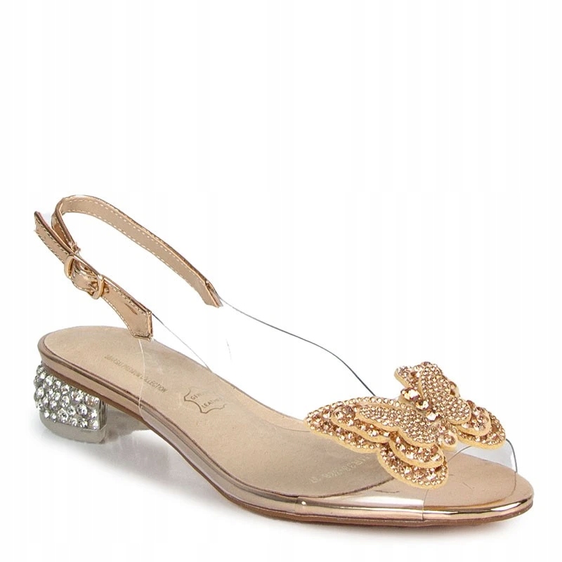 S.barski MR38-388 Transparentní Sandály S Ozdobou Růžové Zlato 38