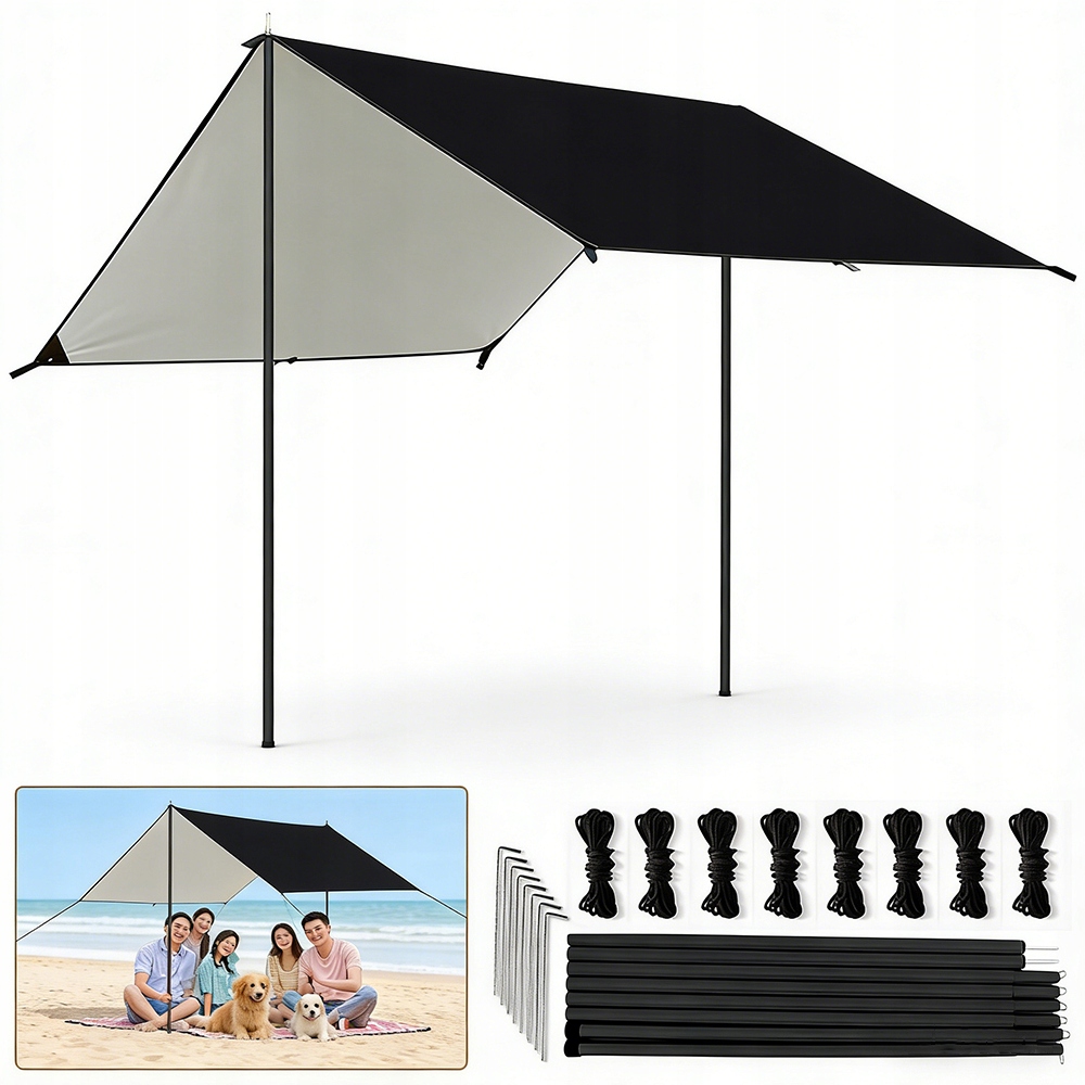 Zadaszenie Kempingowe 3M*3M Przeciwsłoneczne Ochrona Uv Namiot Plażowy