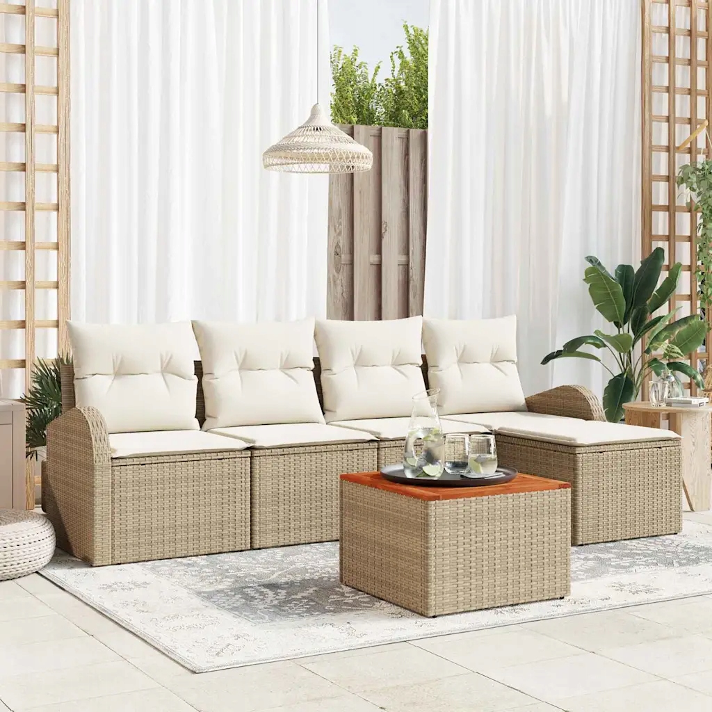 Sada zahradních pohovek 6 pcs Béžovo-bílá Béžová 3356237