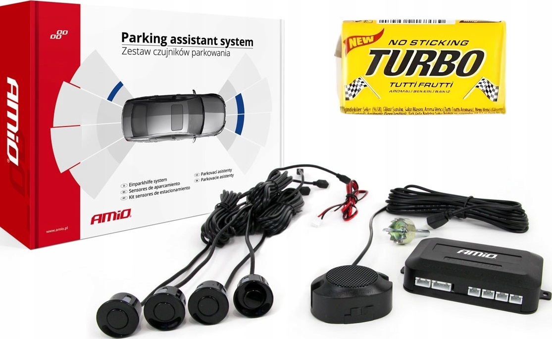 4x czarne czujniki parkowania Parktronic Buzzer dźwięk sensory do samochodu