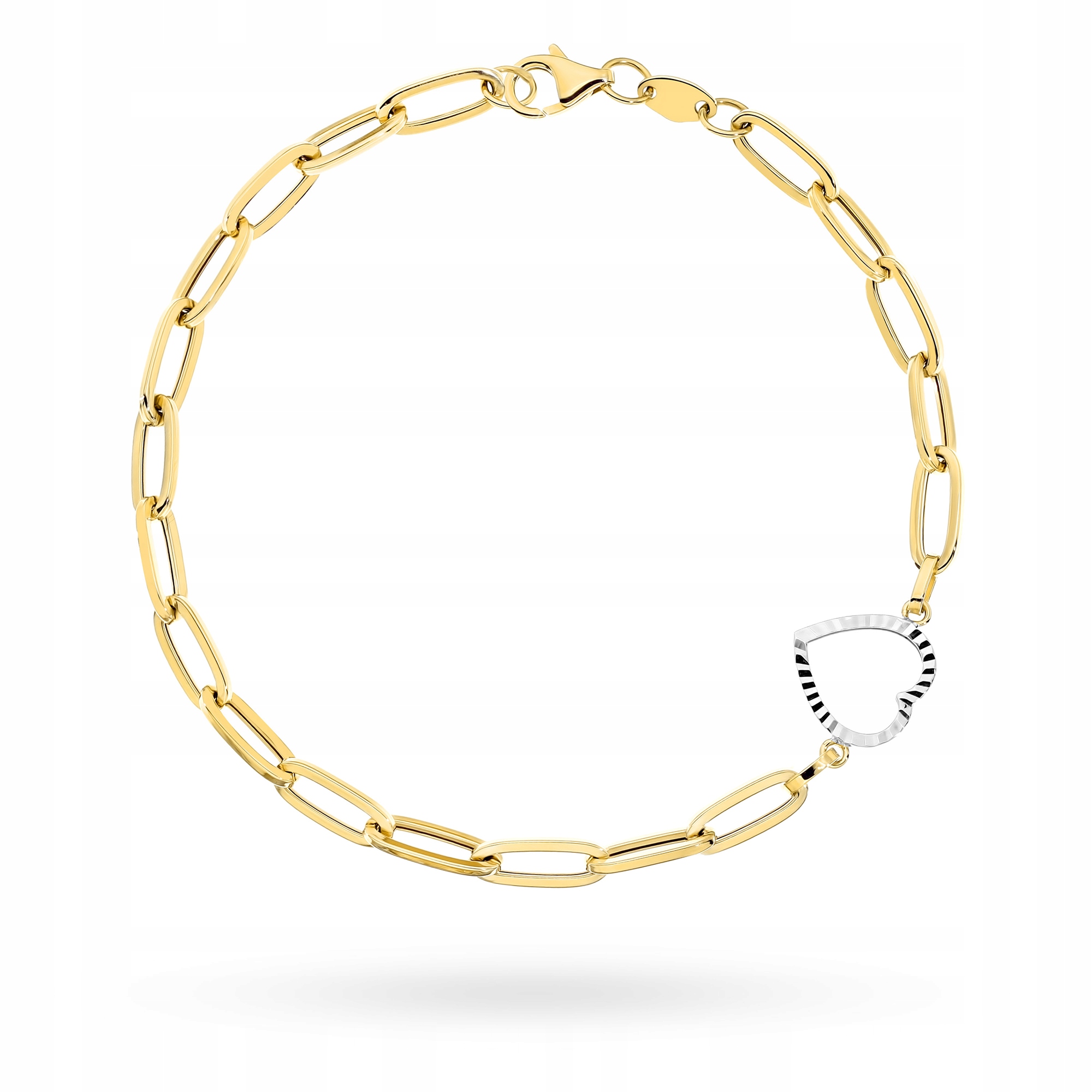 Zlatý Náramek Dámský pr. 585 Široké články Srdce Srdíčko 14k