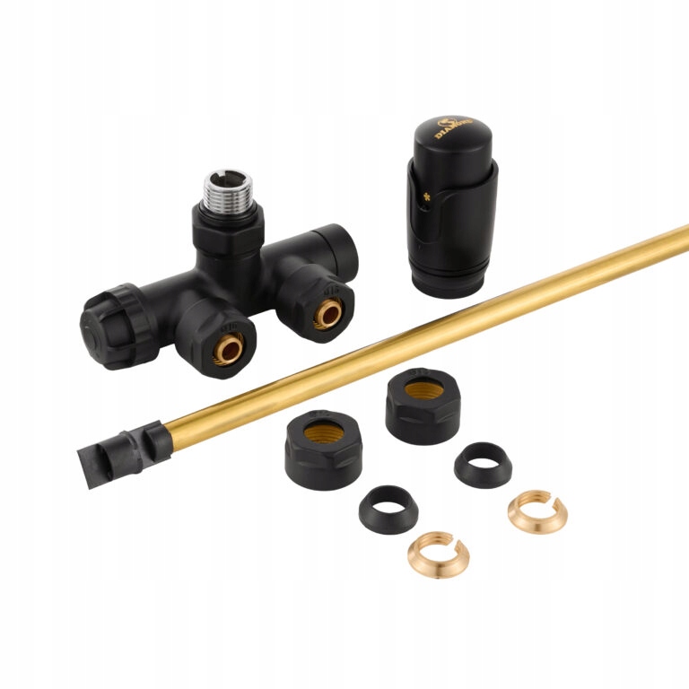 Jednootvorový Termostatický Ventil, Kombinovaný, Uhlový, Čierny