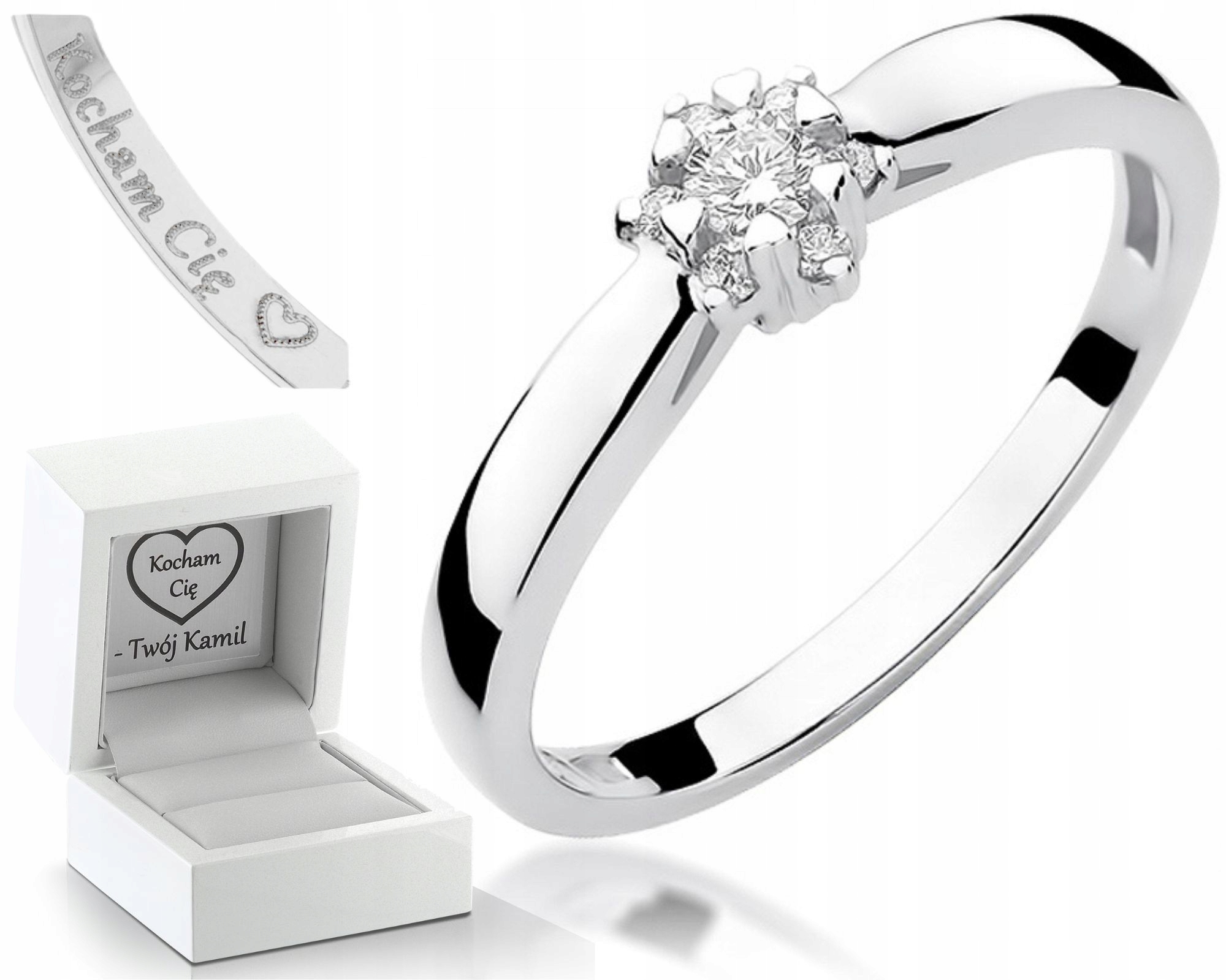Prstýnek Brilianty Bílé Zlato 585 Gravírování Bonus Zásnubní Dárek