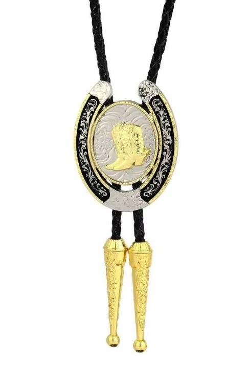 Bolo podkova se zlatými špičkami a kovbojkami, westernová kravata