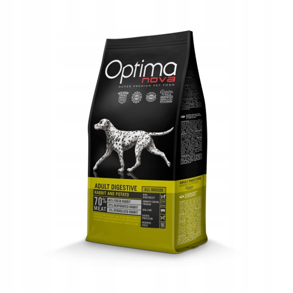 Optimanova suché krmivo pro psy Adult Digestive Rabbit s bramborami 12 kg