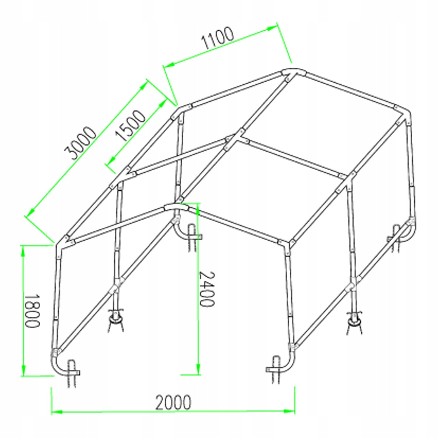Namiot garażowy PE 200x300x240 szary - NG 9 Rodzaj poszycia PE