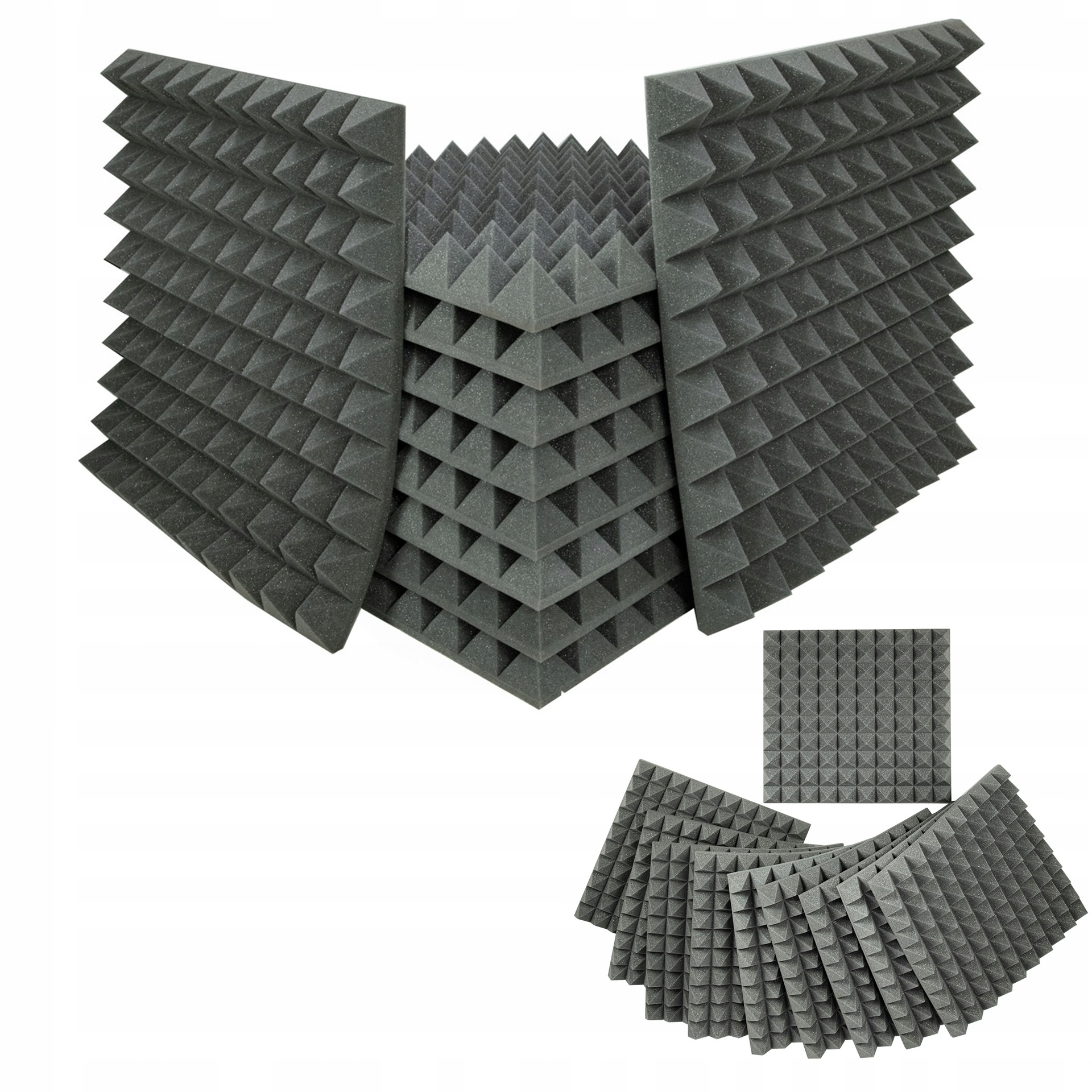 Pyramida Profilovaná pěna 50x50 cm 10 kusů kuželové panely do obývacího pokoje stěna