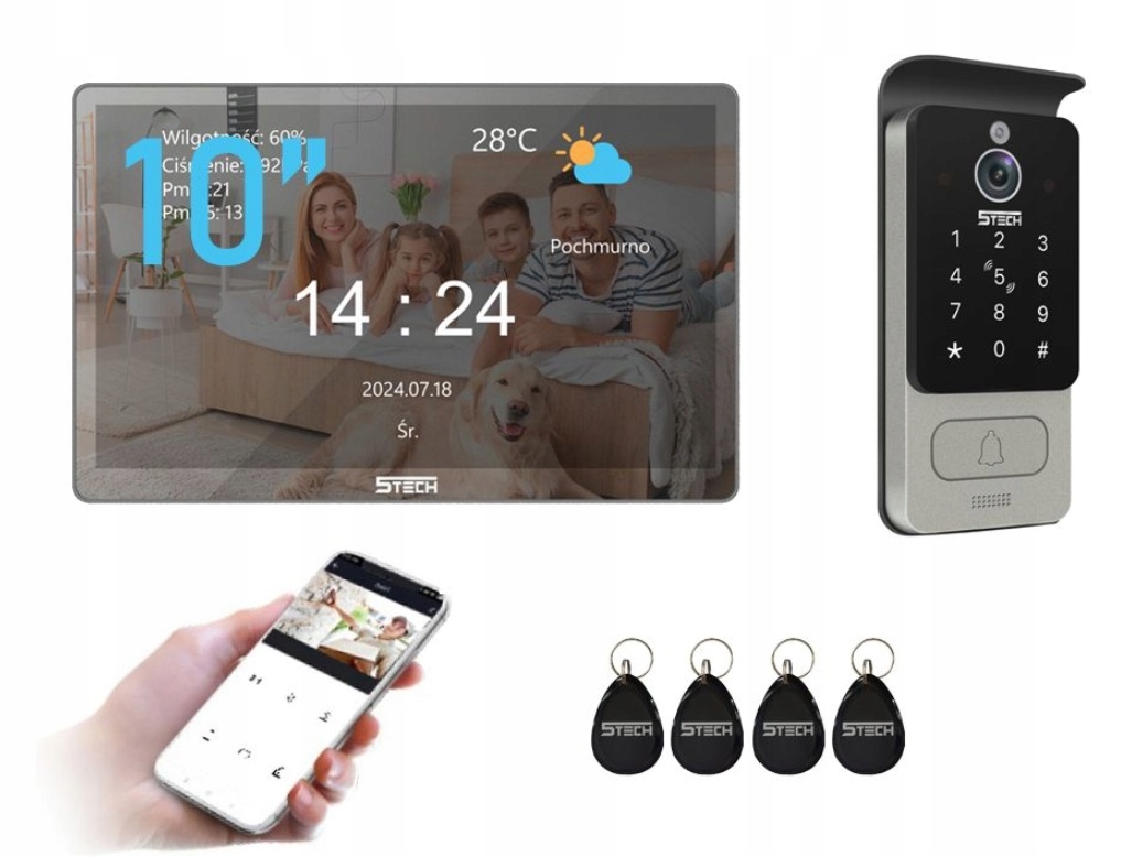 Zrkadlový Videovrátnik 2-žilový 5TECH WiFi Fhd 10" Virgo One Plus (M)/82228