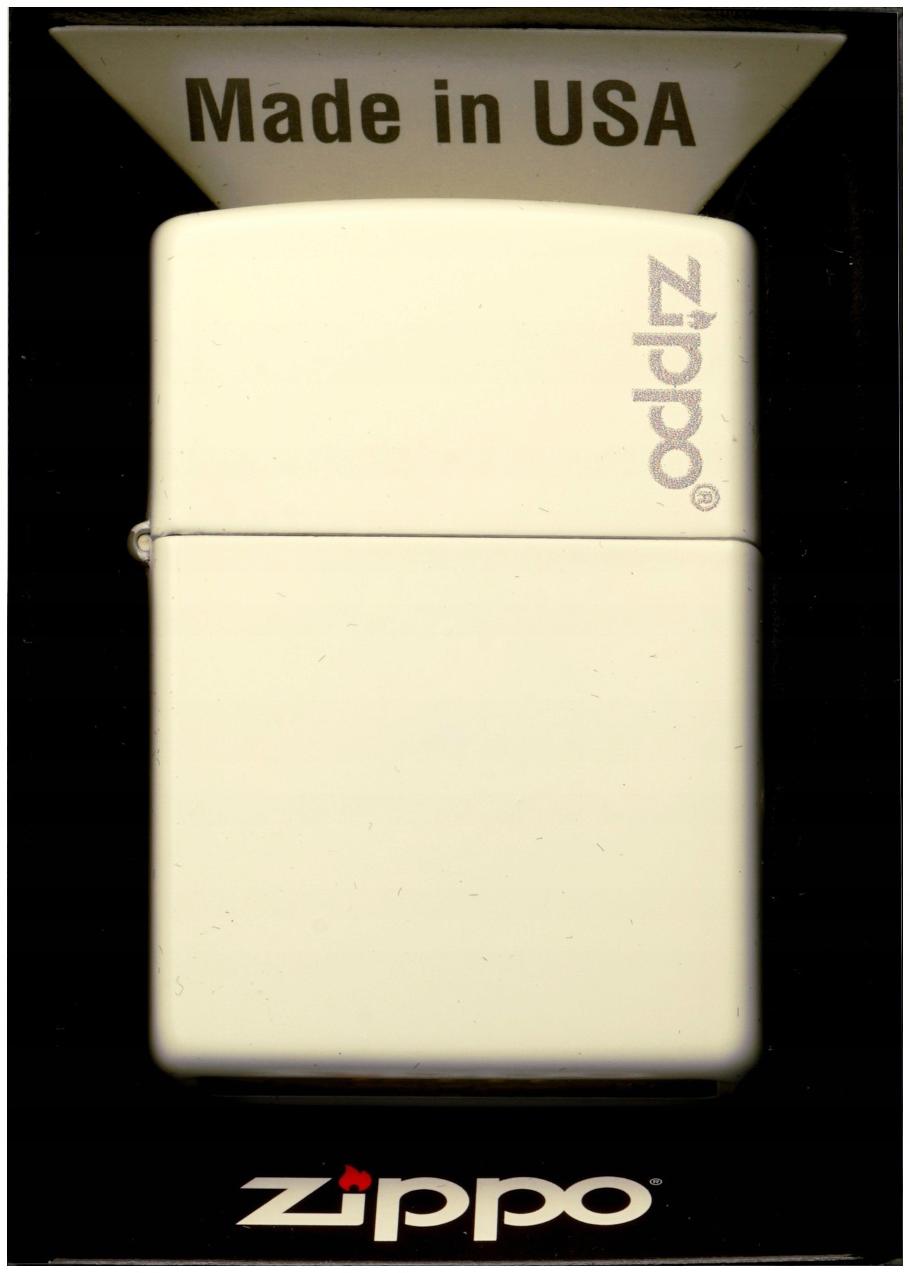 Zapalovač Zippo White Matte Logo 60001270 Větruodolný benzínový