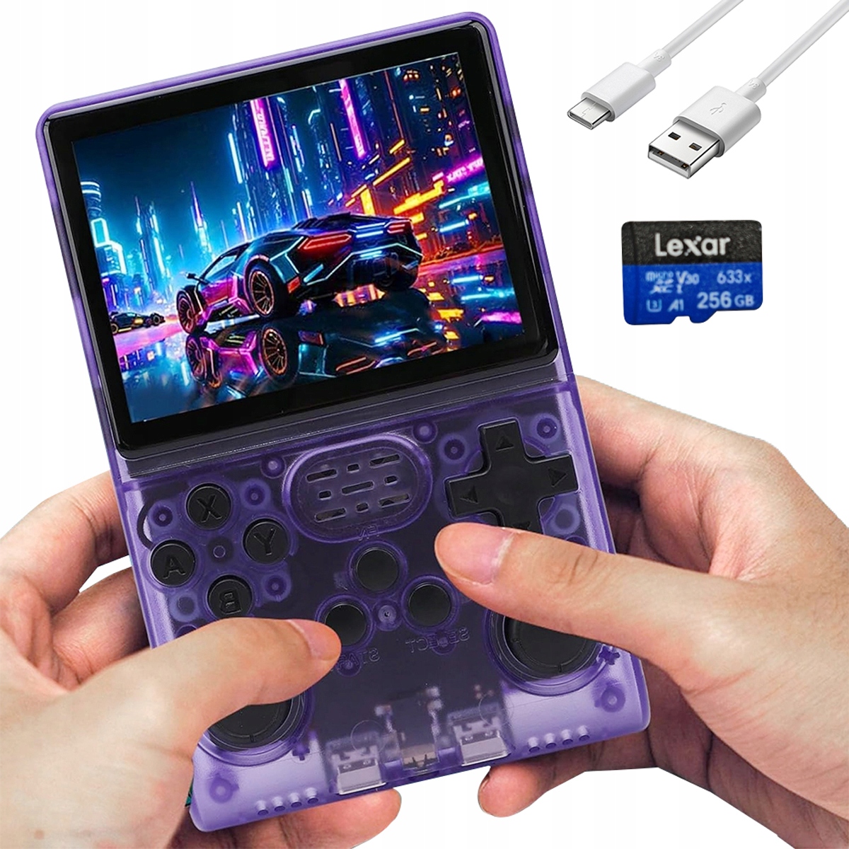 Przenośna Konsola R40S Pro Retro 30000 Gier 256 Gb 3.5" Ips Linux Fioletowy