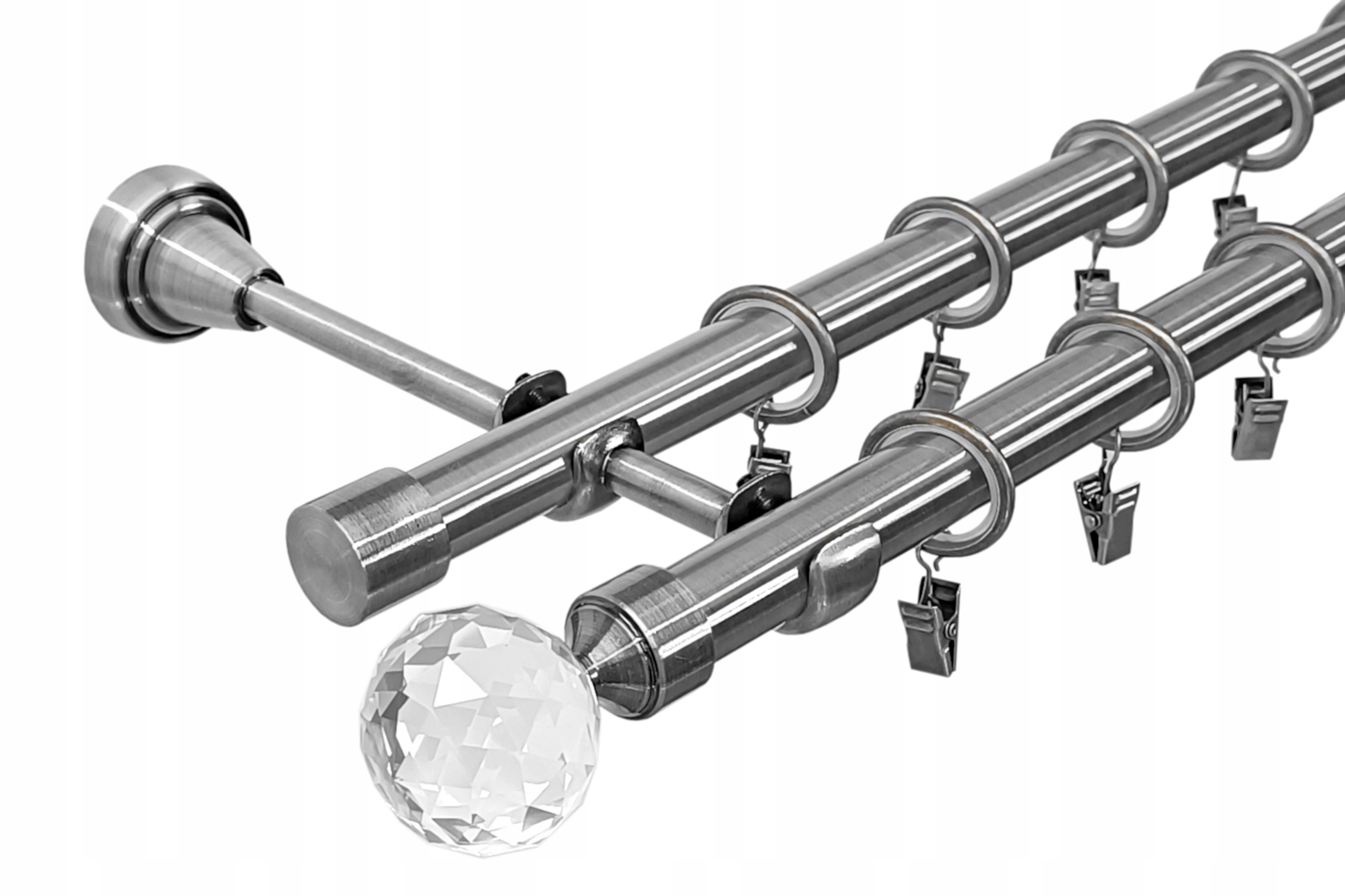 Garnýž Kovový 19 19 mm dvojitý Stříbrný Nikl 320 cm MIX Koncovek