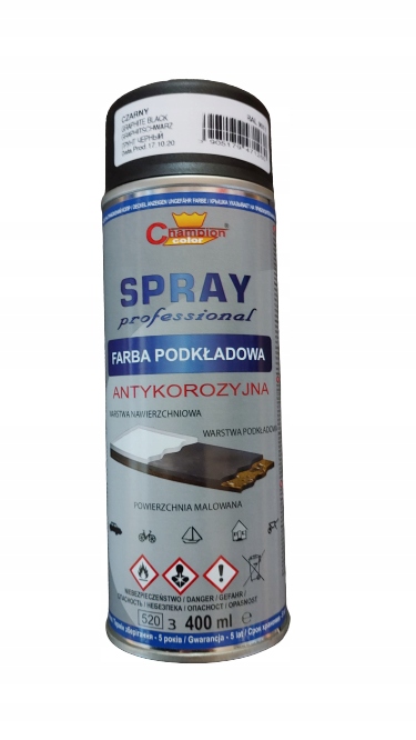 Emalia podkładowa Lakier spray antykorozyjny 400 ml Czarny