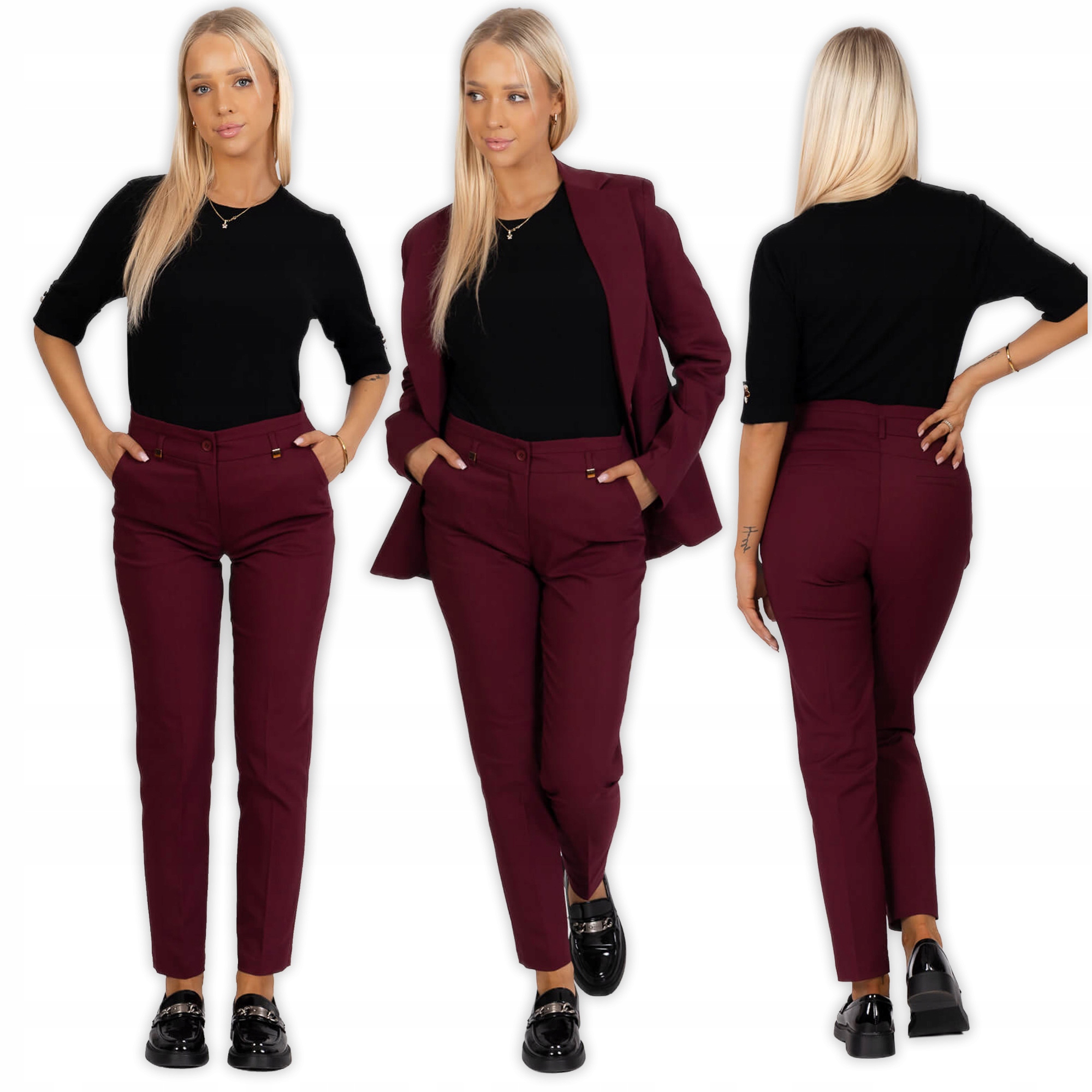 Elegantní dámské doutníkové kalhoty Bb 7/8 Víno 42