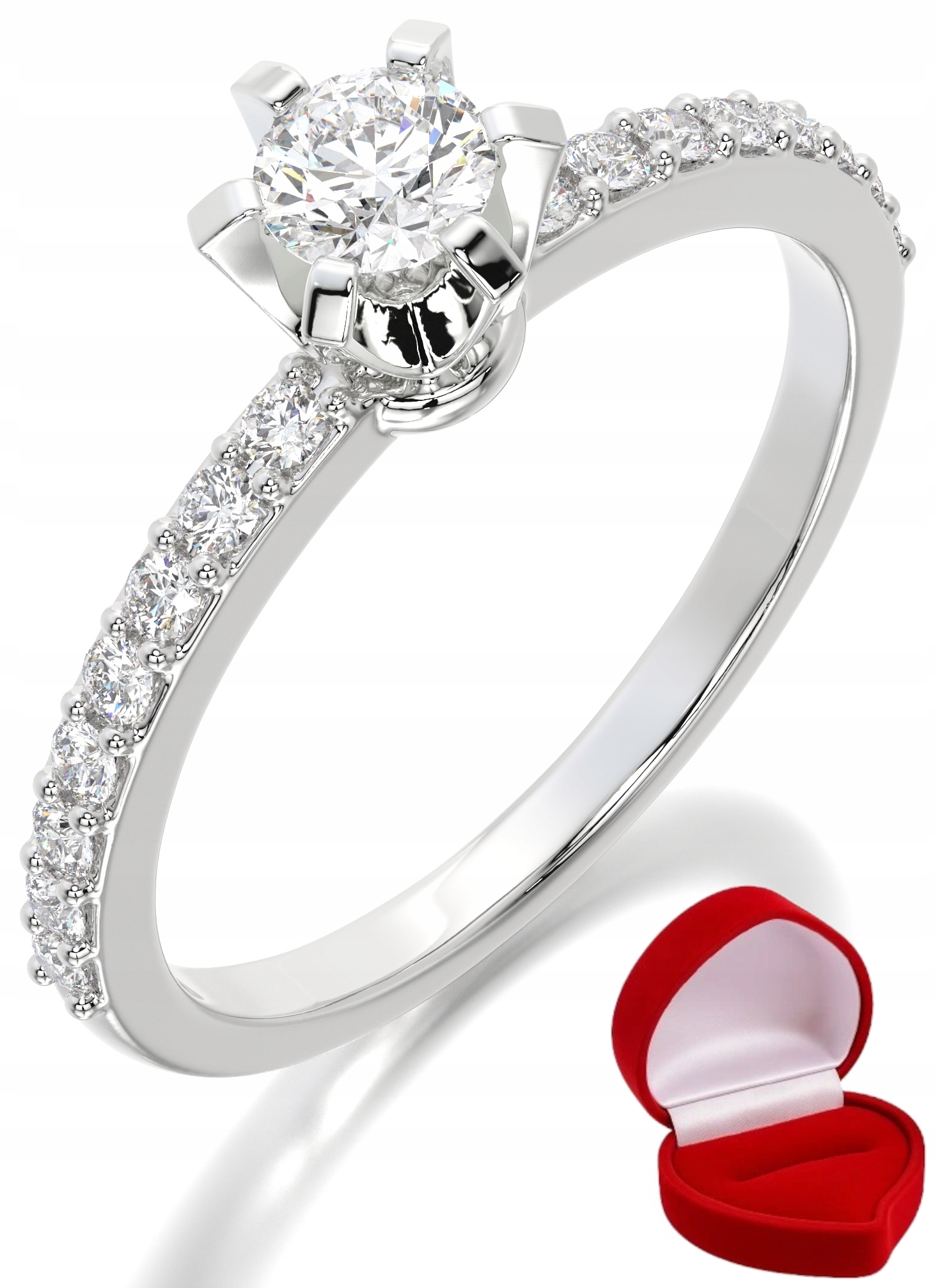 Zlatý Prstýnek 585 14k Safír 0,19 ct Bílé Zlato R9