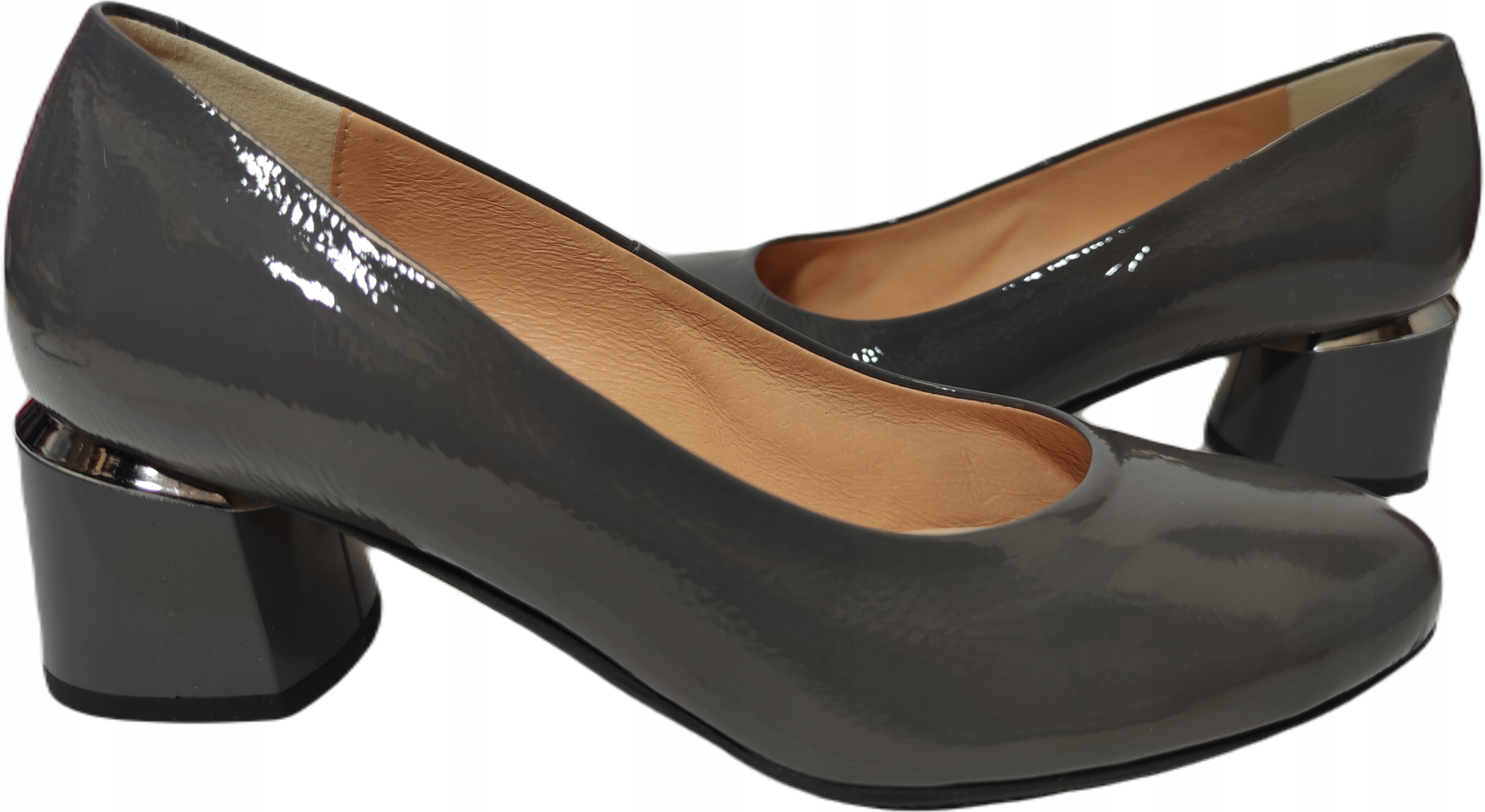 Pohodlné lodičky lak Espinto c-875 šedá 38