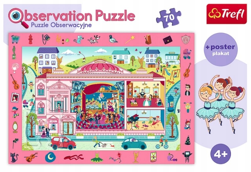 

Puzzle Obserwacyjne 70 Elementów Różowe Dom Plakat