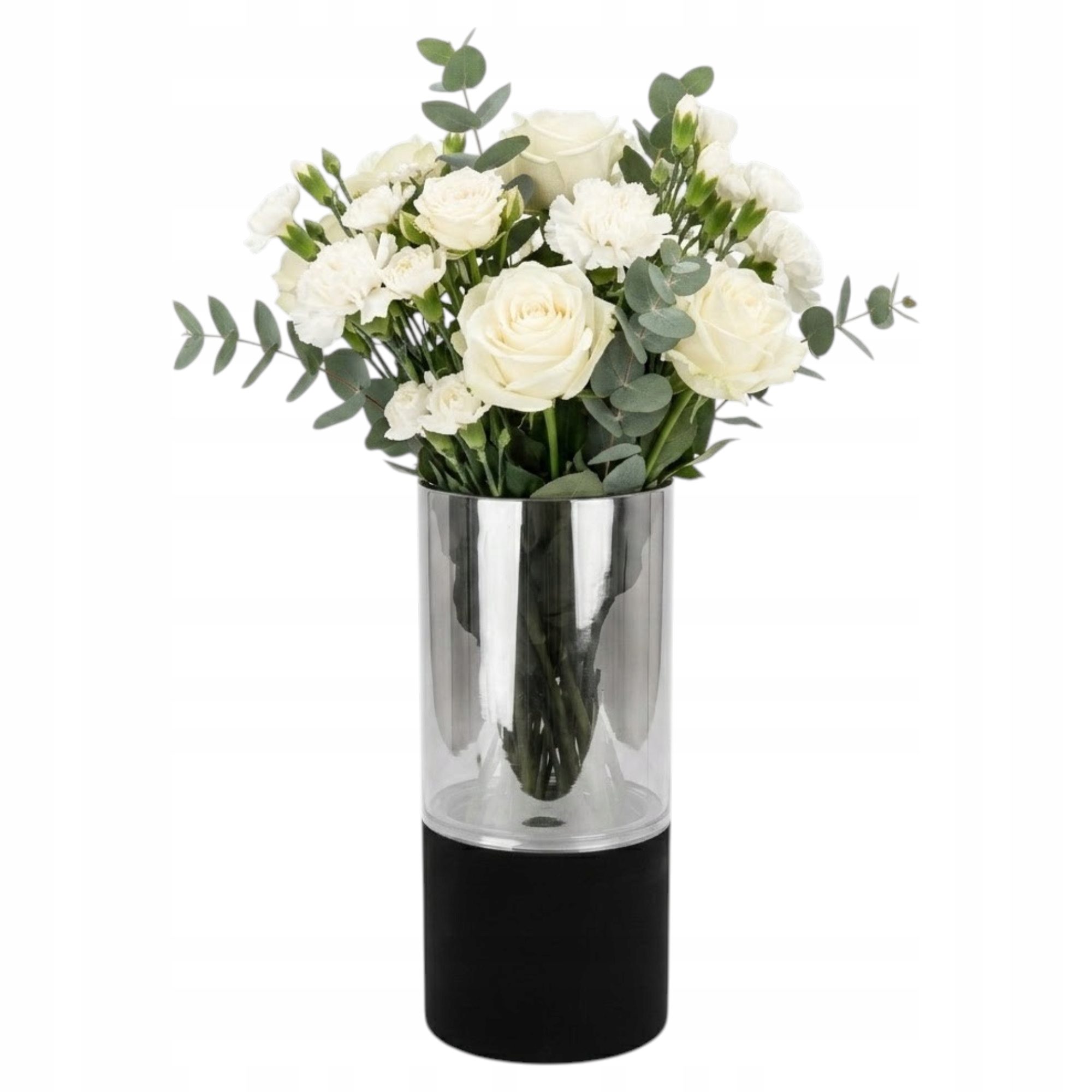 Skleněná Váza Na Květiny, Elegantní Flakon, 25,5 CM, Černá