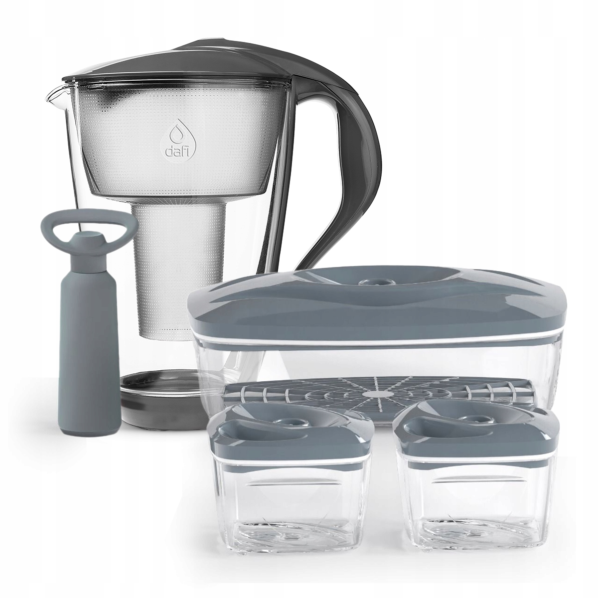 Dzbanek filtrujący szklany 3 pojemniki stalowe