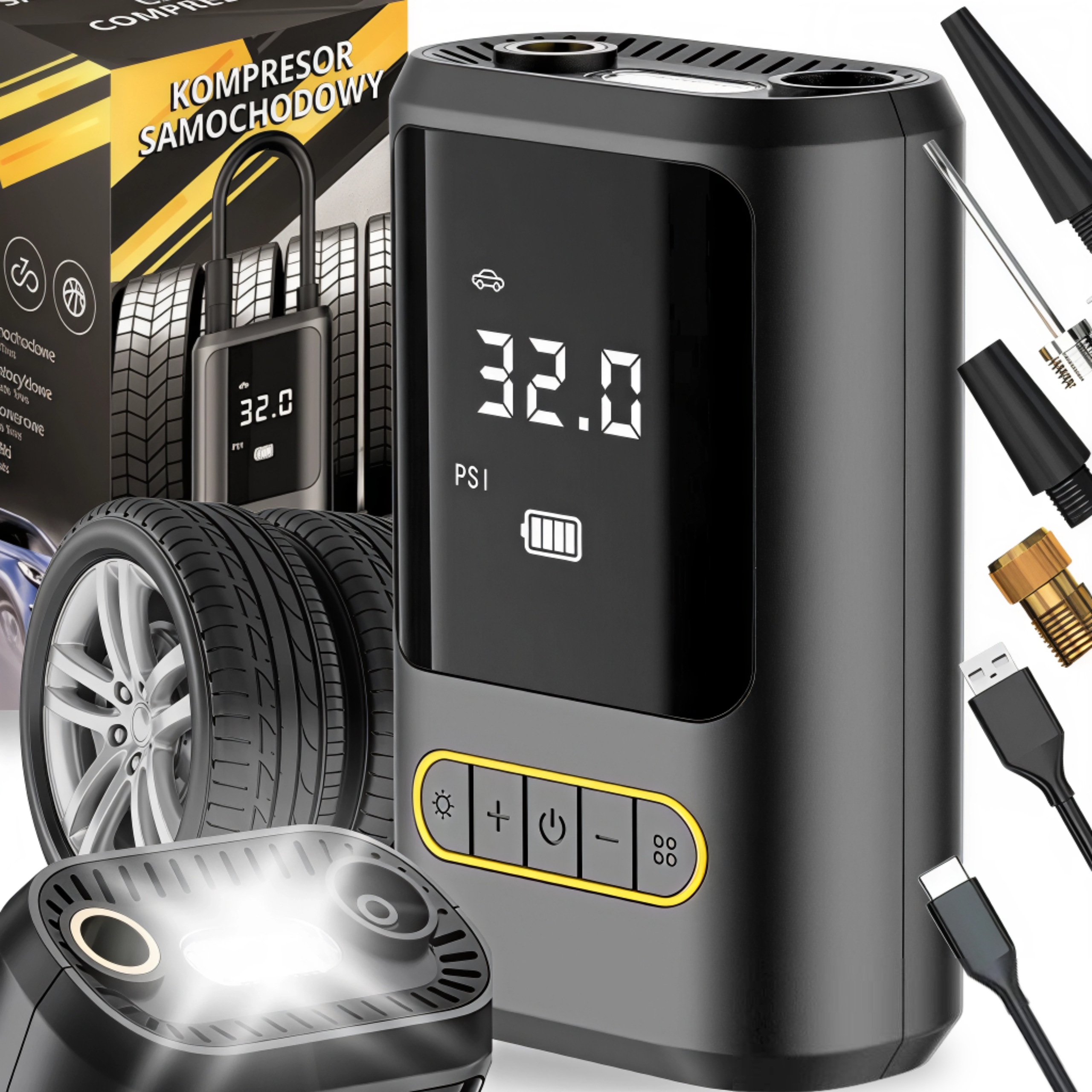 Bezdrátový kompresor do auta Přenosná cyklistická pumpa Powerbank