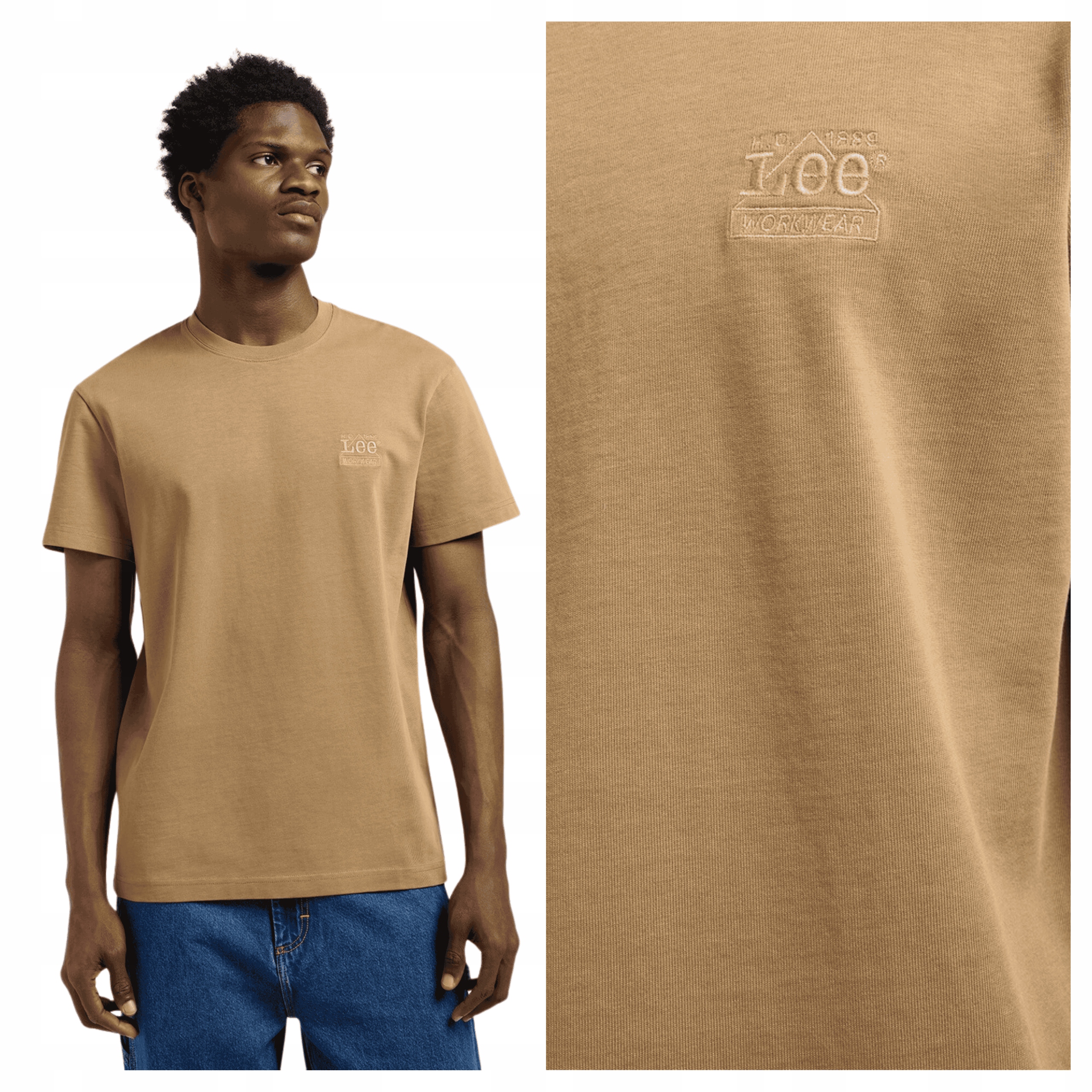 Tričko Pánské Lee Ww Essential Tee Khaki Krátký rukáv XL