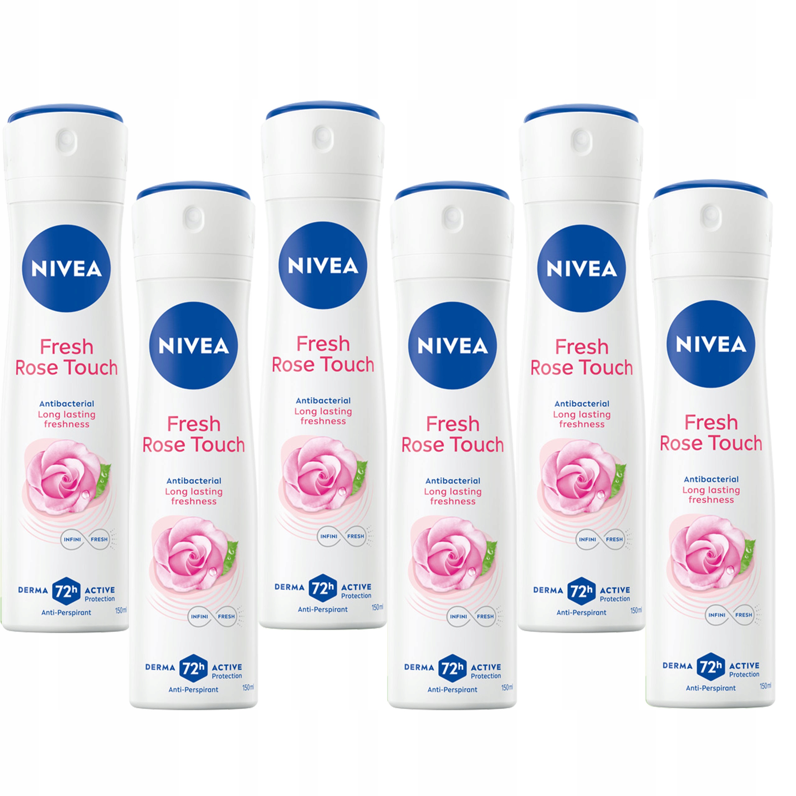 6 x Nivea Antiperspirant Sprej Růže Touch 150 ML