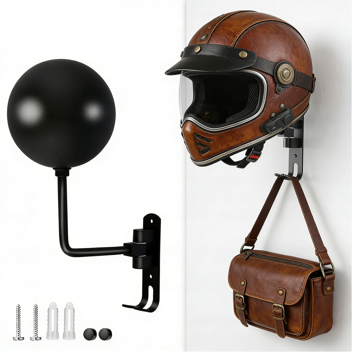 Stojak na kask motocyklowy montowany na ścianie