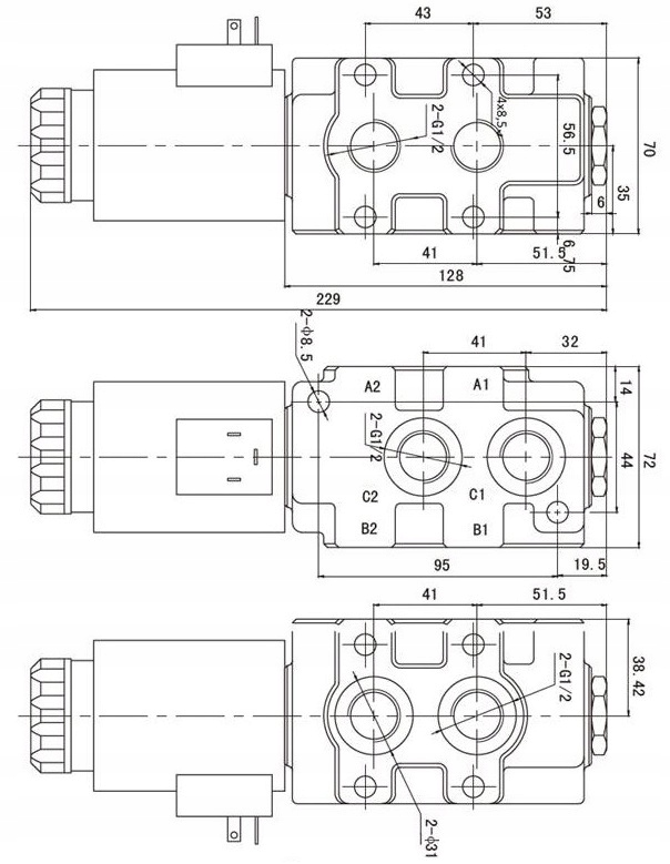 ROZDZIELACZ 80L 4SEK ZATRZASK JOYSTICK ZESTAW TURA Part number 8490 2P 2X2M